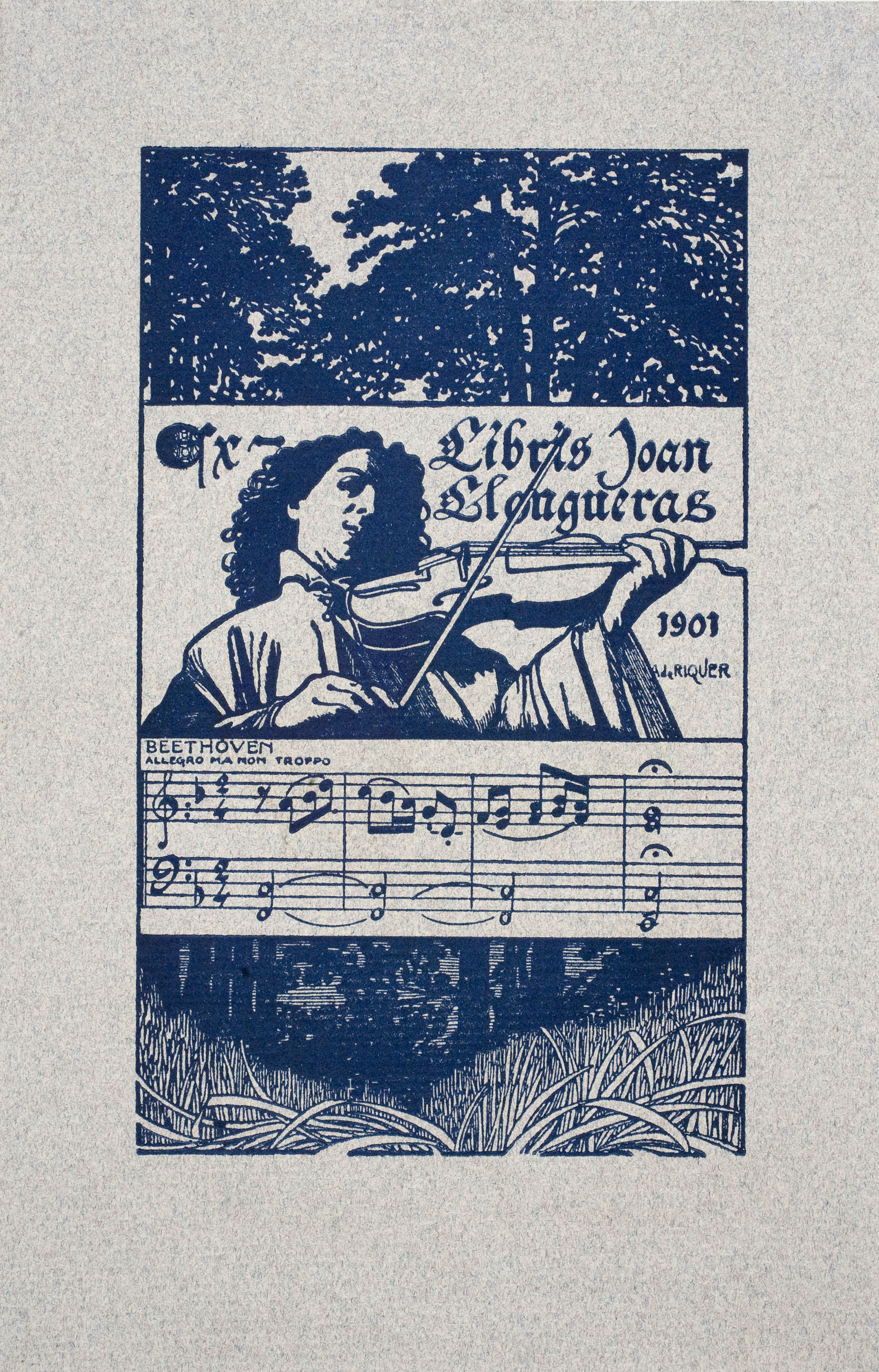 image for: Alexandre de Riquer - Ex-libris Joan Llongueras - 1901