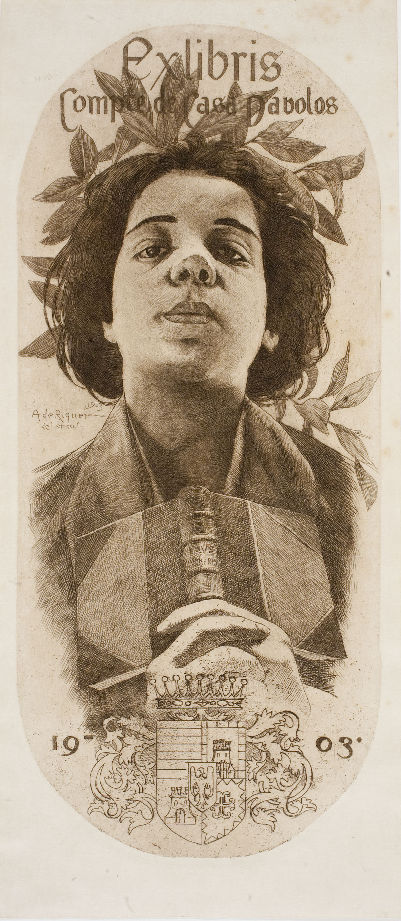 image for: Alexandre de Riquer - Ex-libris Compte de Casa Davolos - 1903