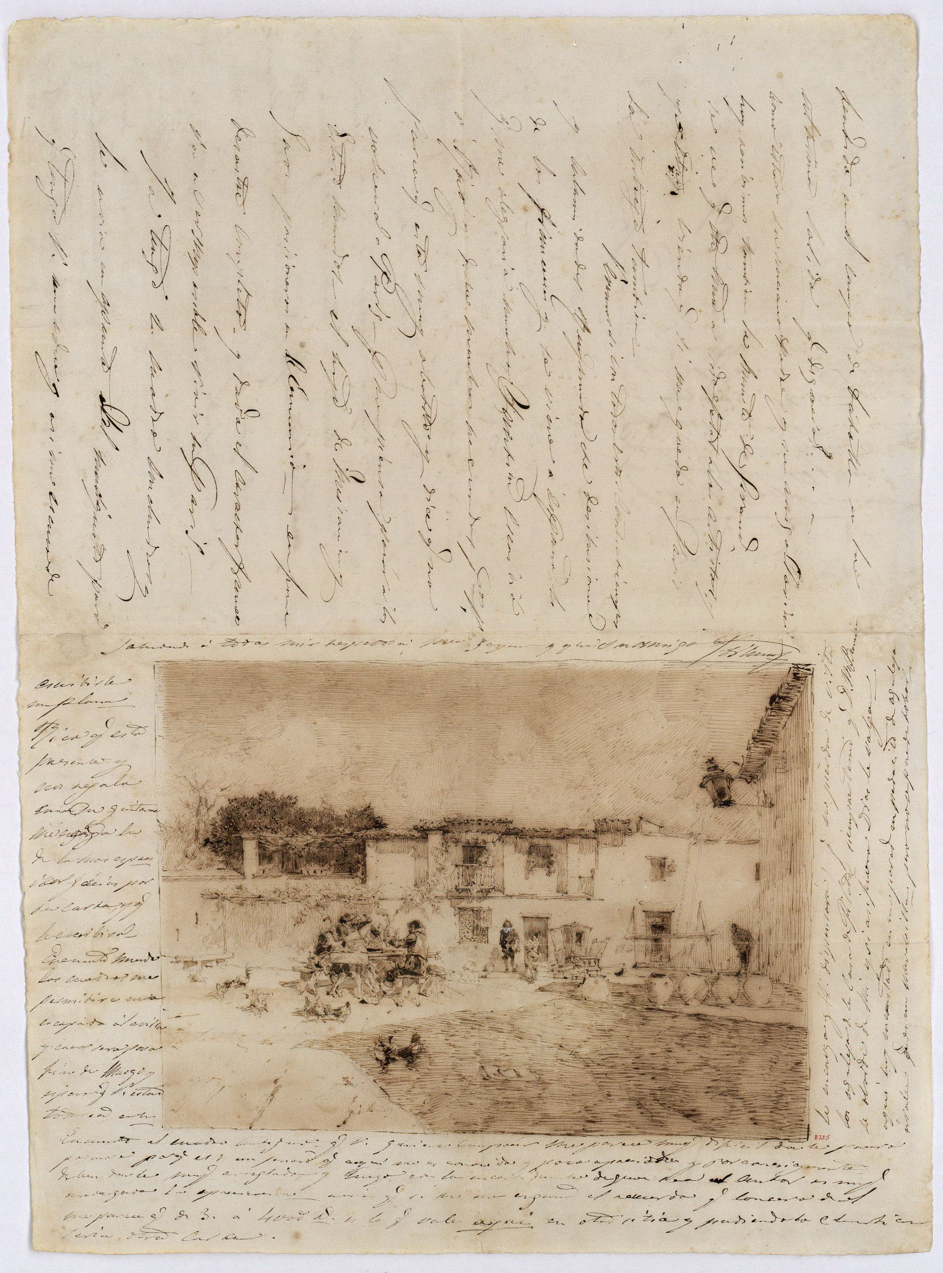 image for: Marià Fortuny - Esbós d'un gos (anvers) / Estudi per al quadre «Dinar en un vell convent a l'Alhambra» (revers) - 1871 [1]