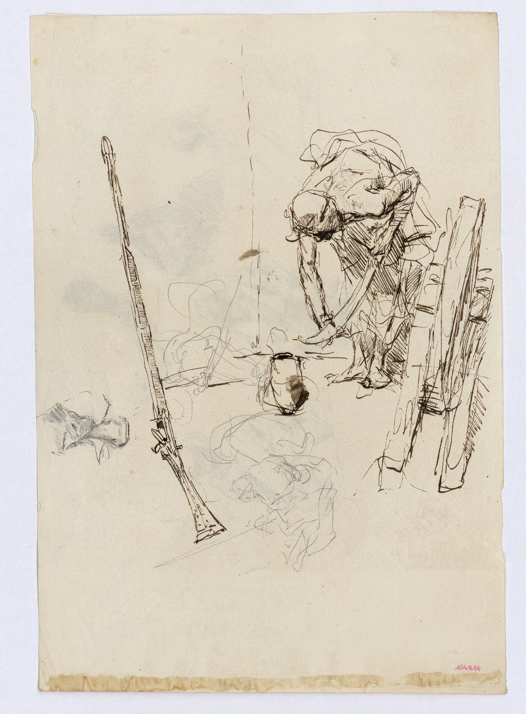 image for: Marià Fortuny - Marroquins (anvers) / Estudi per al quadre «L'esmolador de sabres» (revers) - Cap a 1860-1862 [1]