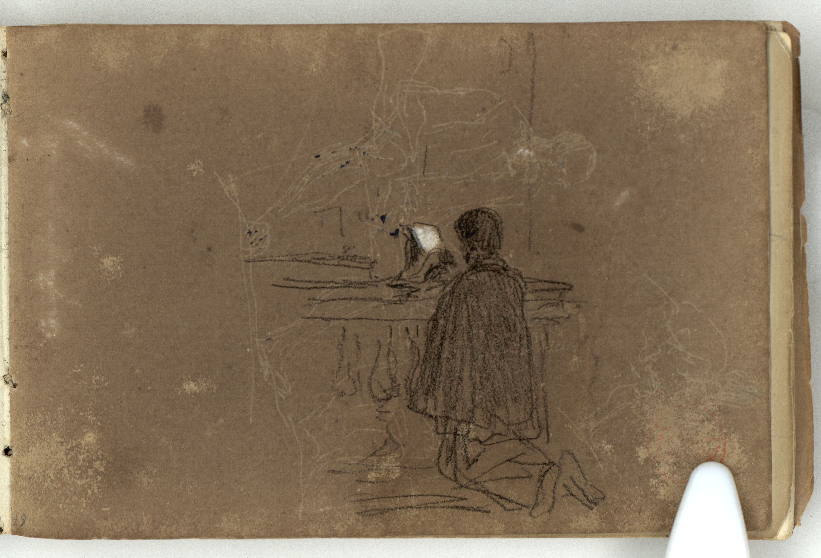 image for: Marià Fortuny - Cap de cavall (anvers) / Home agenollat davant d'un altar (revers) - Cap a 1866-1872 [1]