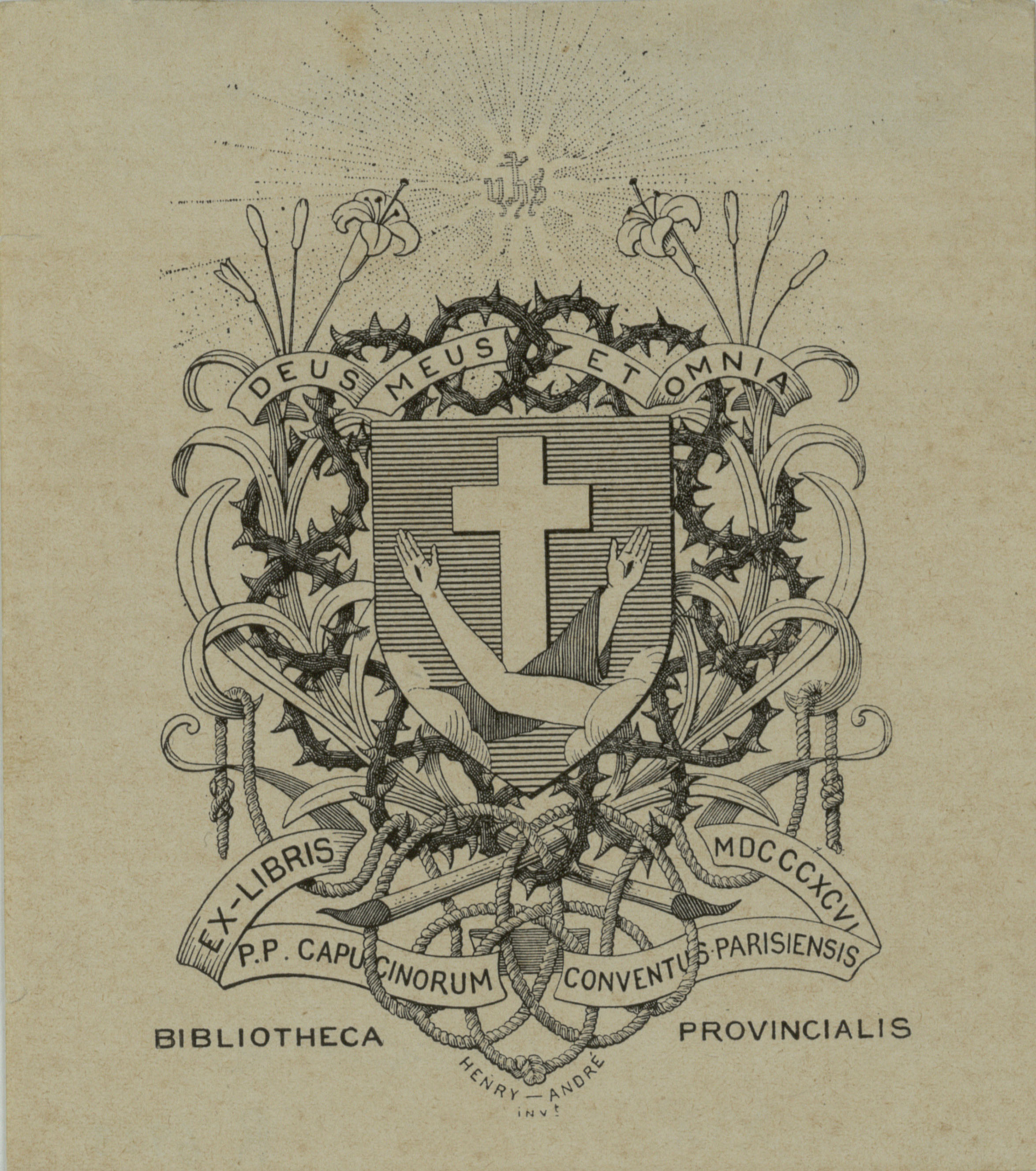 image for: Henry-André - Ex-libris P. P. Capucinorum Conventus Parisiensis - 1896