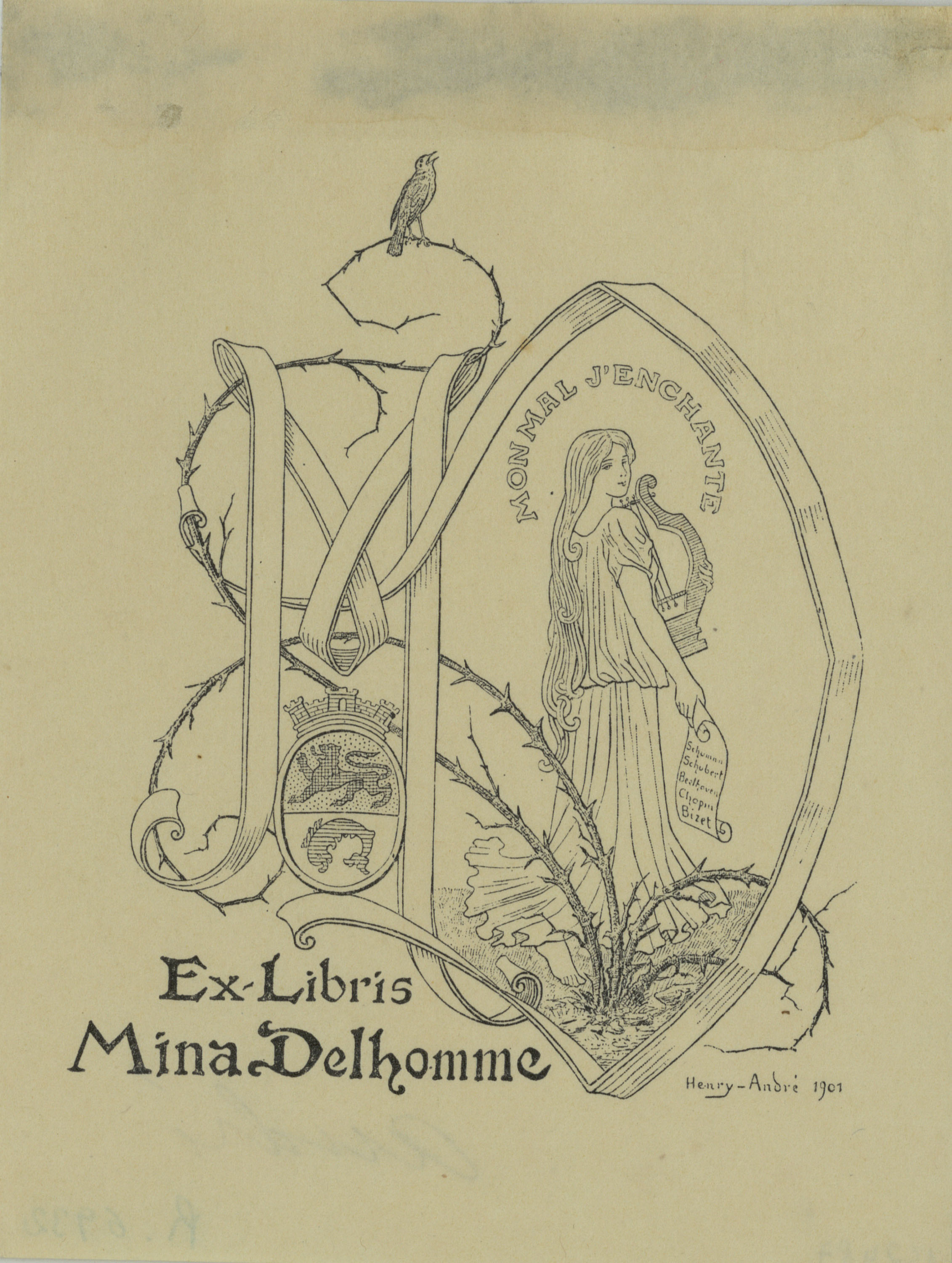 image for: Henry-André - Ex-libris Mina Delhomme - 1901