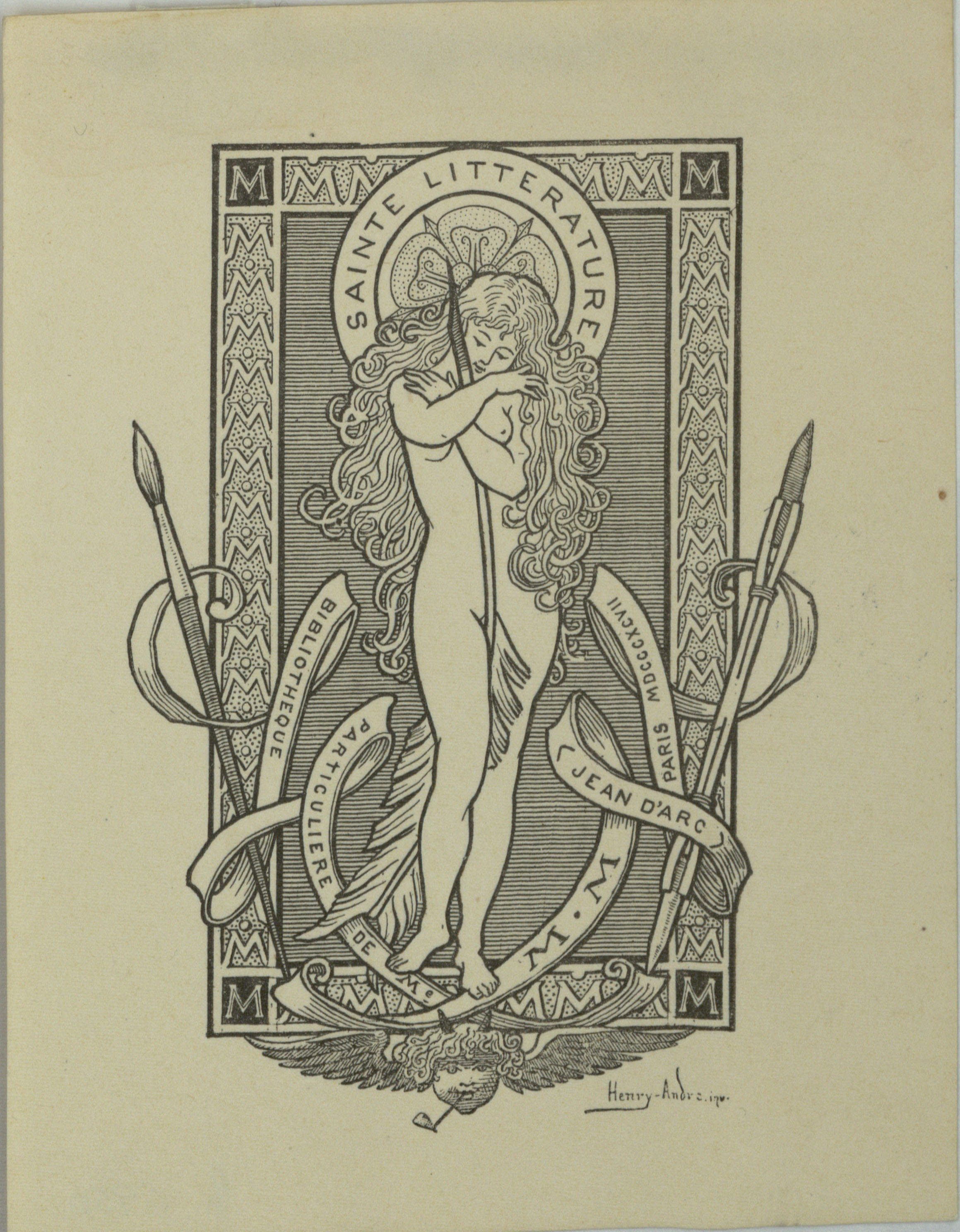 image for: Henry-André - Ex-libris Bibliotheque Particuliere de Me MM Jean d'Arc - 1897