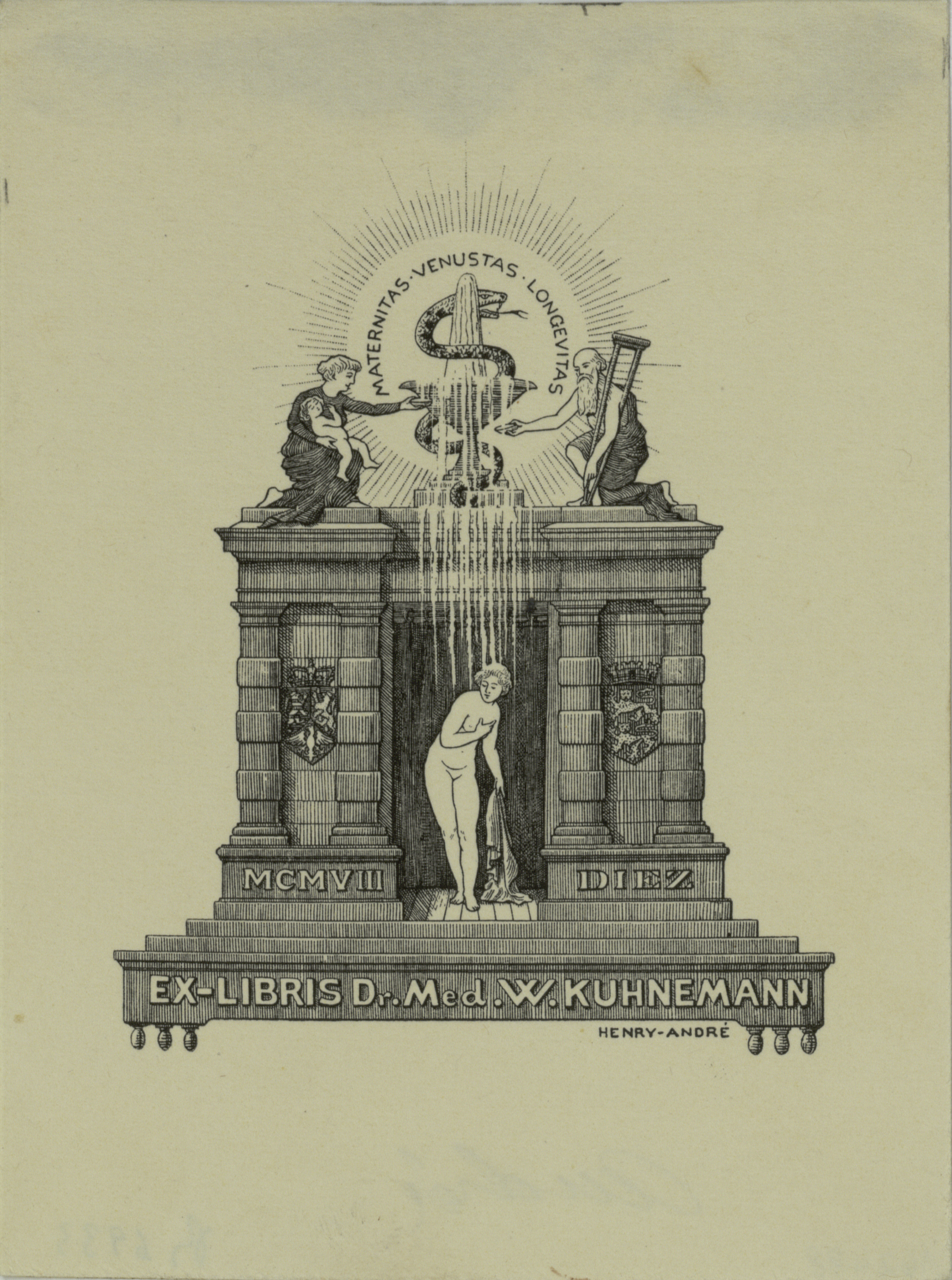 image for: Henry-André - Ex-libris Dr. Med. W. Kuhnemann - 1907