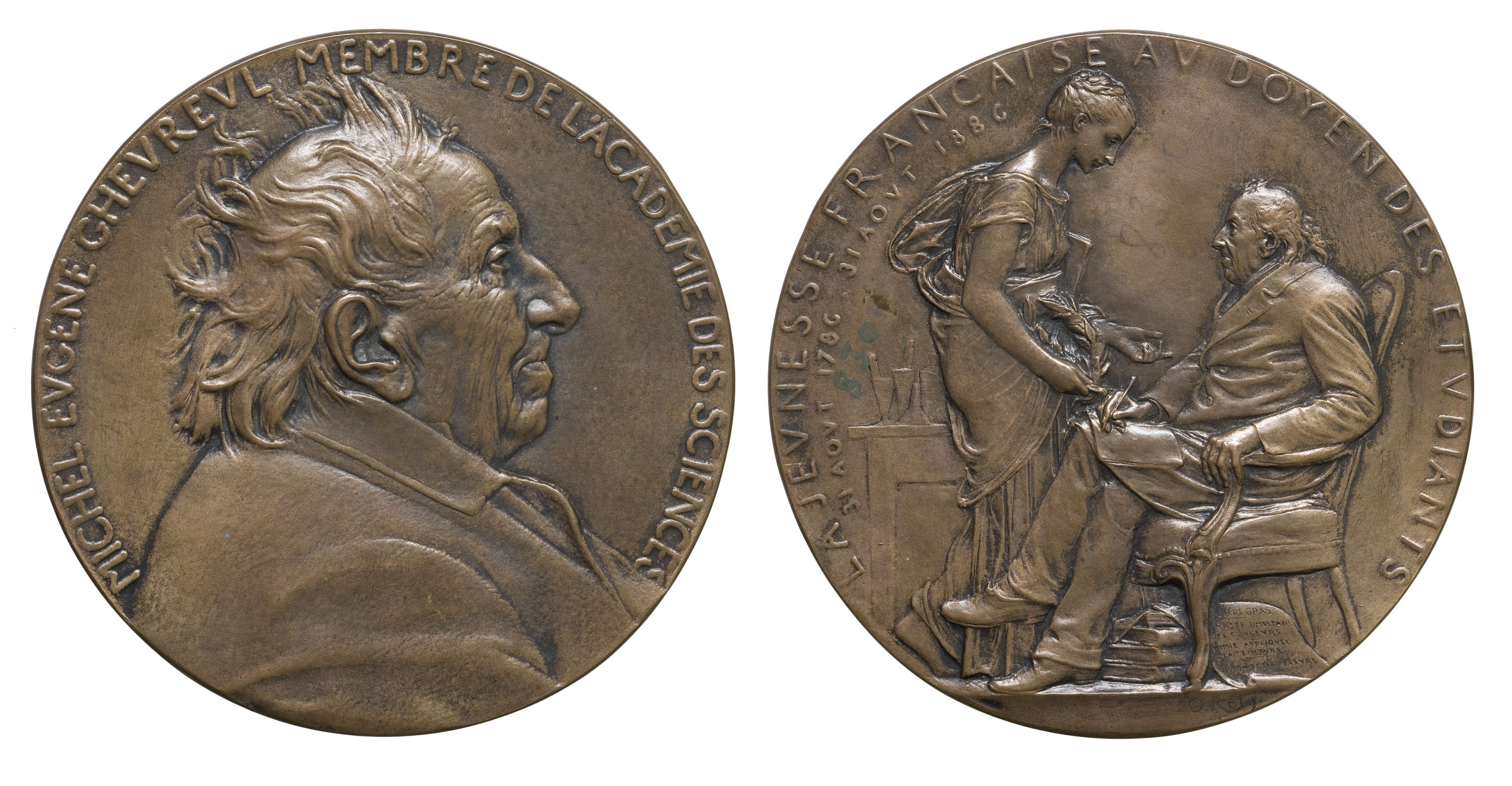 image for: Louis-Oscar Roty - A Michel Eugène Chevreul - 1886