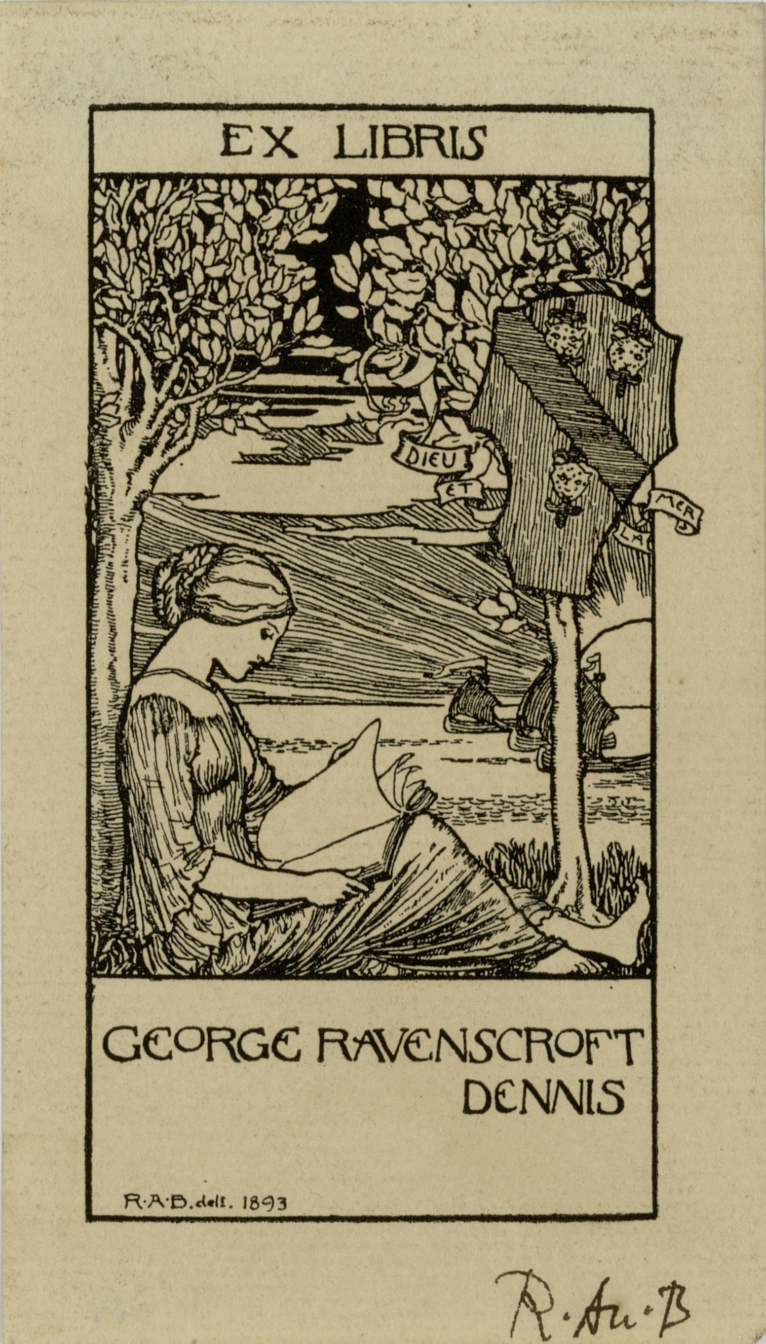 image for: Robert Anning Bell - Ex-libris George Ravenscroft Dennis - 1893
