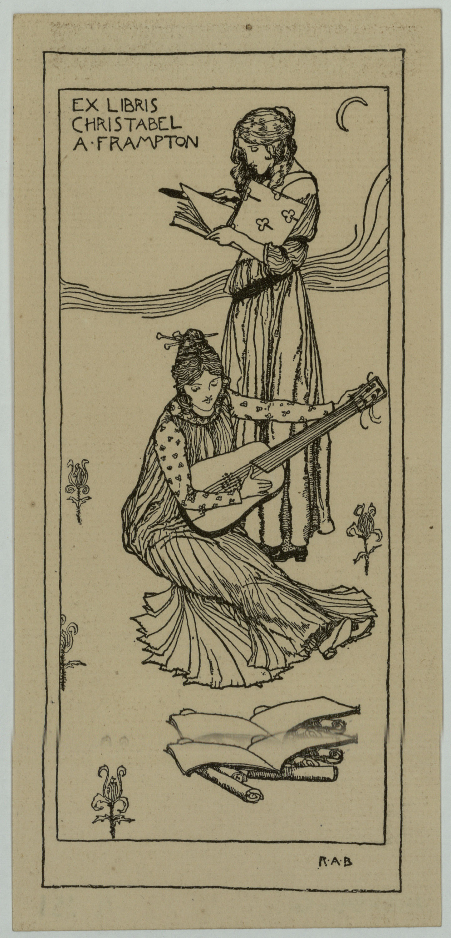 image for: Robert Anning Bell - Ex-libris Christabel A. Frampton - Cap a 1900