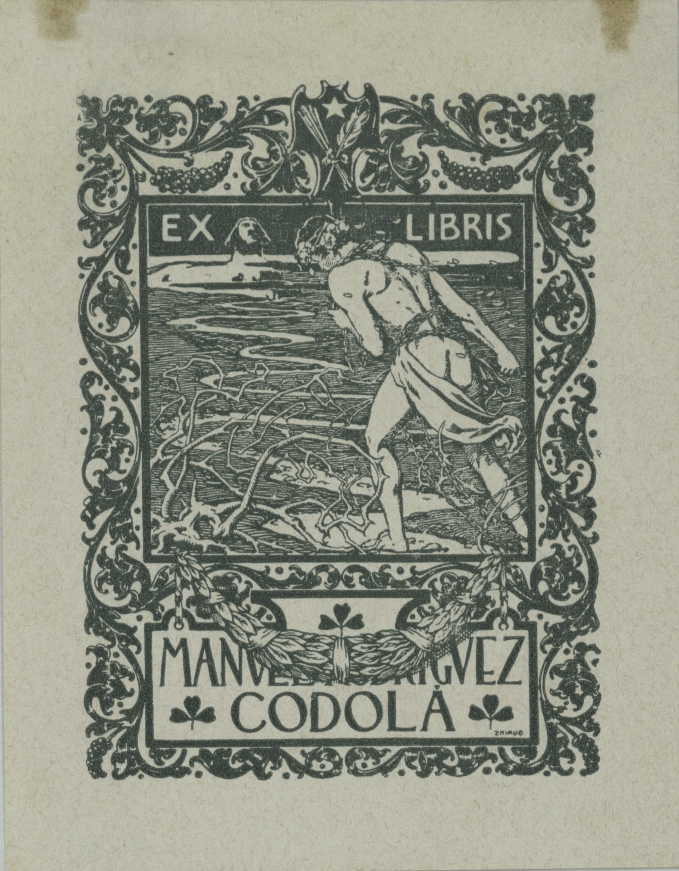image for: Josep Triadó - Ex-libris Man[uel Rodrí]guez Codolá - 1901