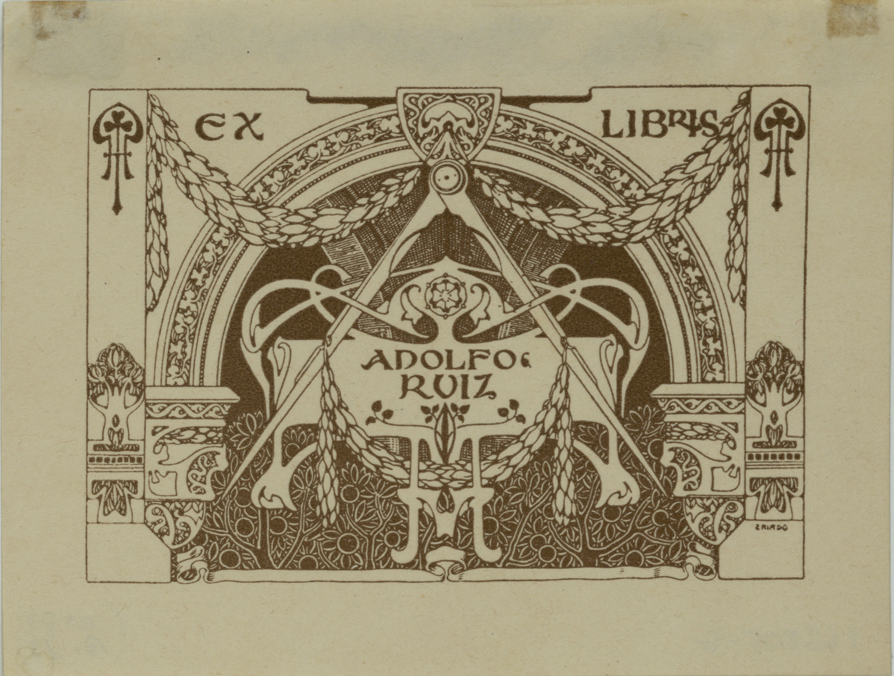 image for: Josep Triadó - Ex-libris Adolfo Ruiz - Cap a 1901