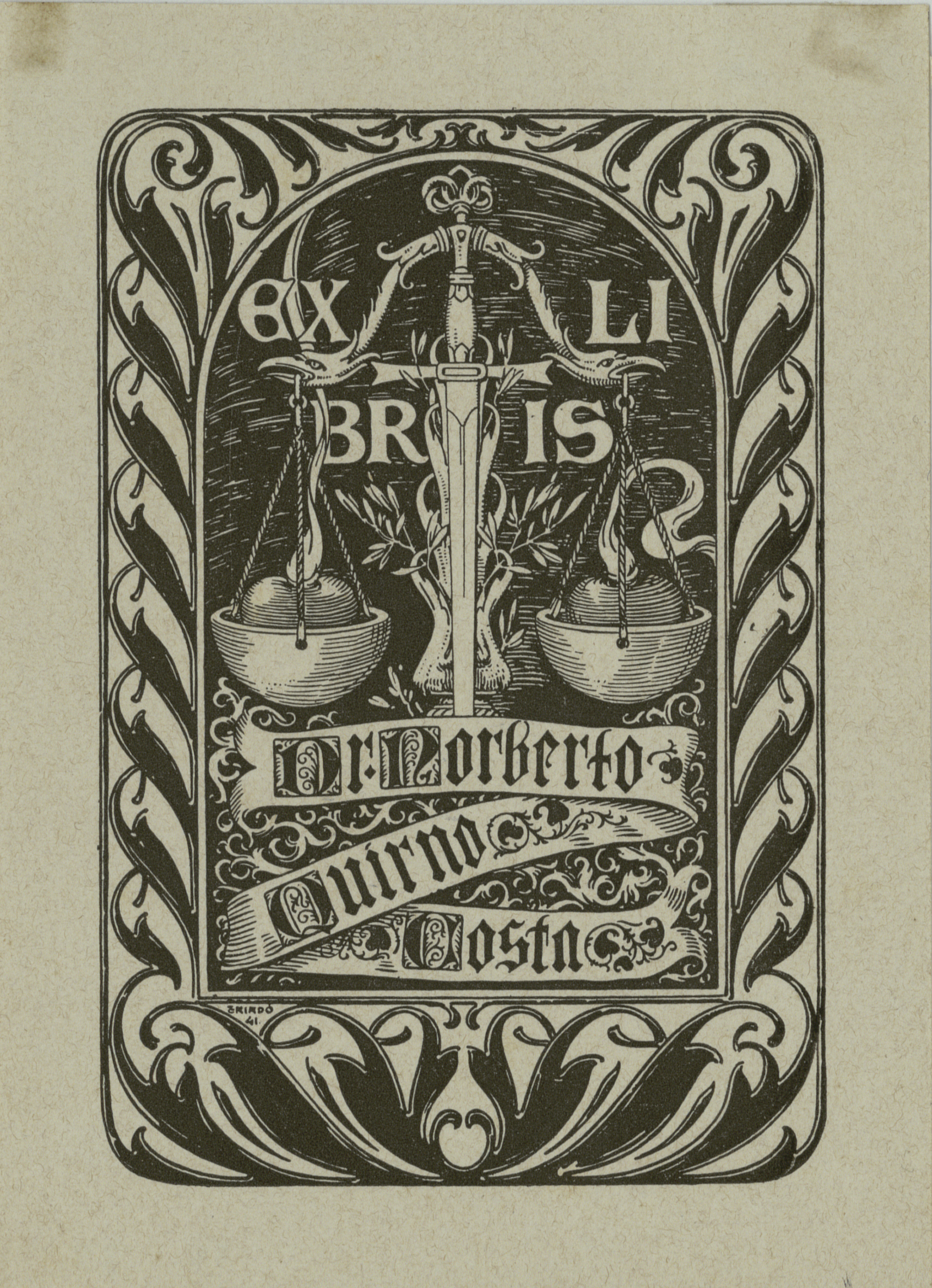 image for: Josep Triadó - Ex-libris Dr. Norberto Quirno Costa - 1902