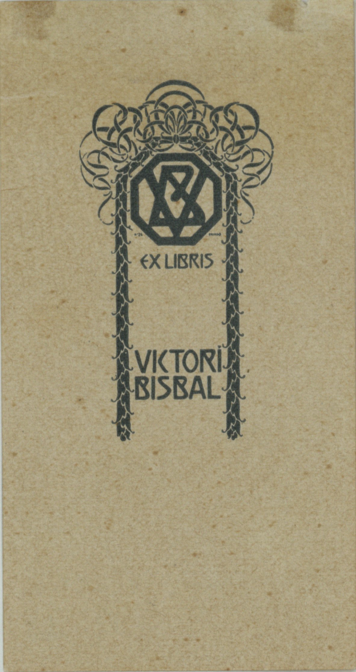 image for: Josep Triadó - Ex-libris Victori Bisbal - 1902