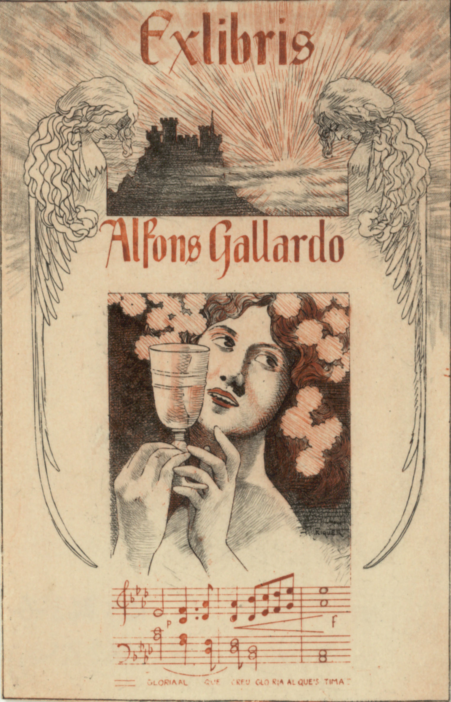 image for: Alexandre de Riquer - Ex-libris Alfons Gallardo - 1904