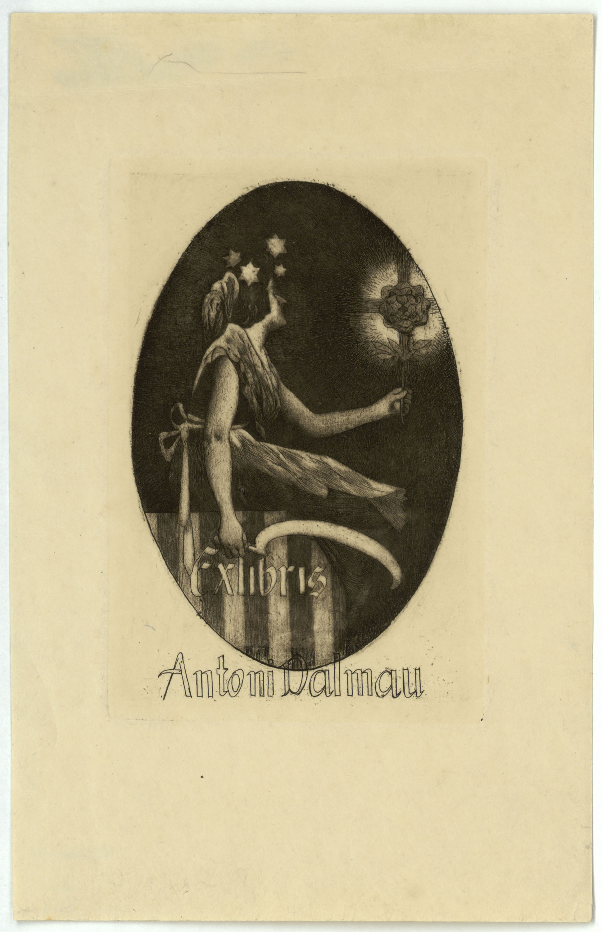 image for: Alexandre de Riquer - Ex-libris Antoni Dalmau - Cap a 1902