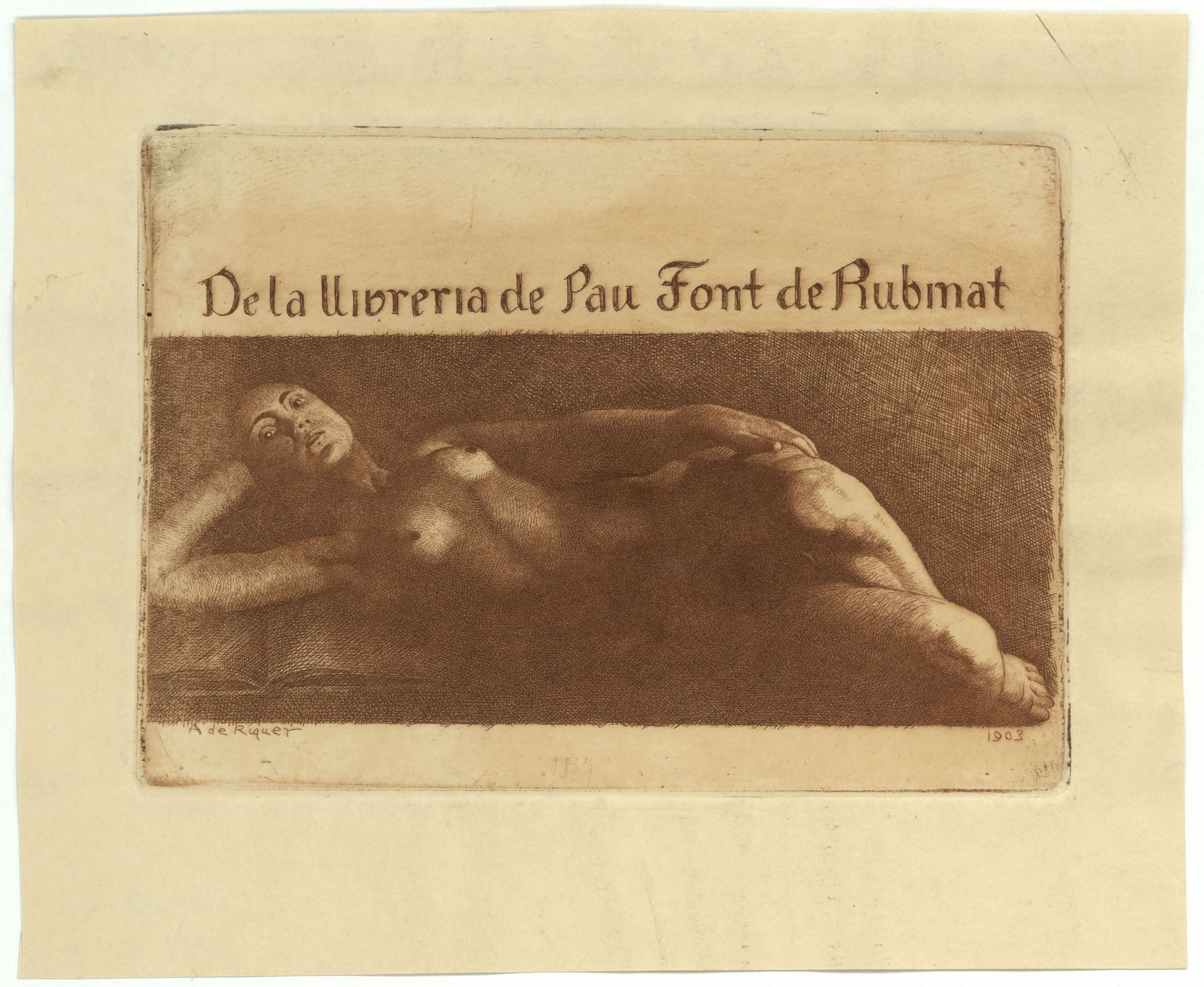 image for: Alexandre de Riquer - Ex-libris Pau Font de Rubinat - 1903