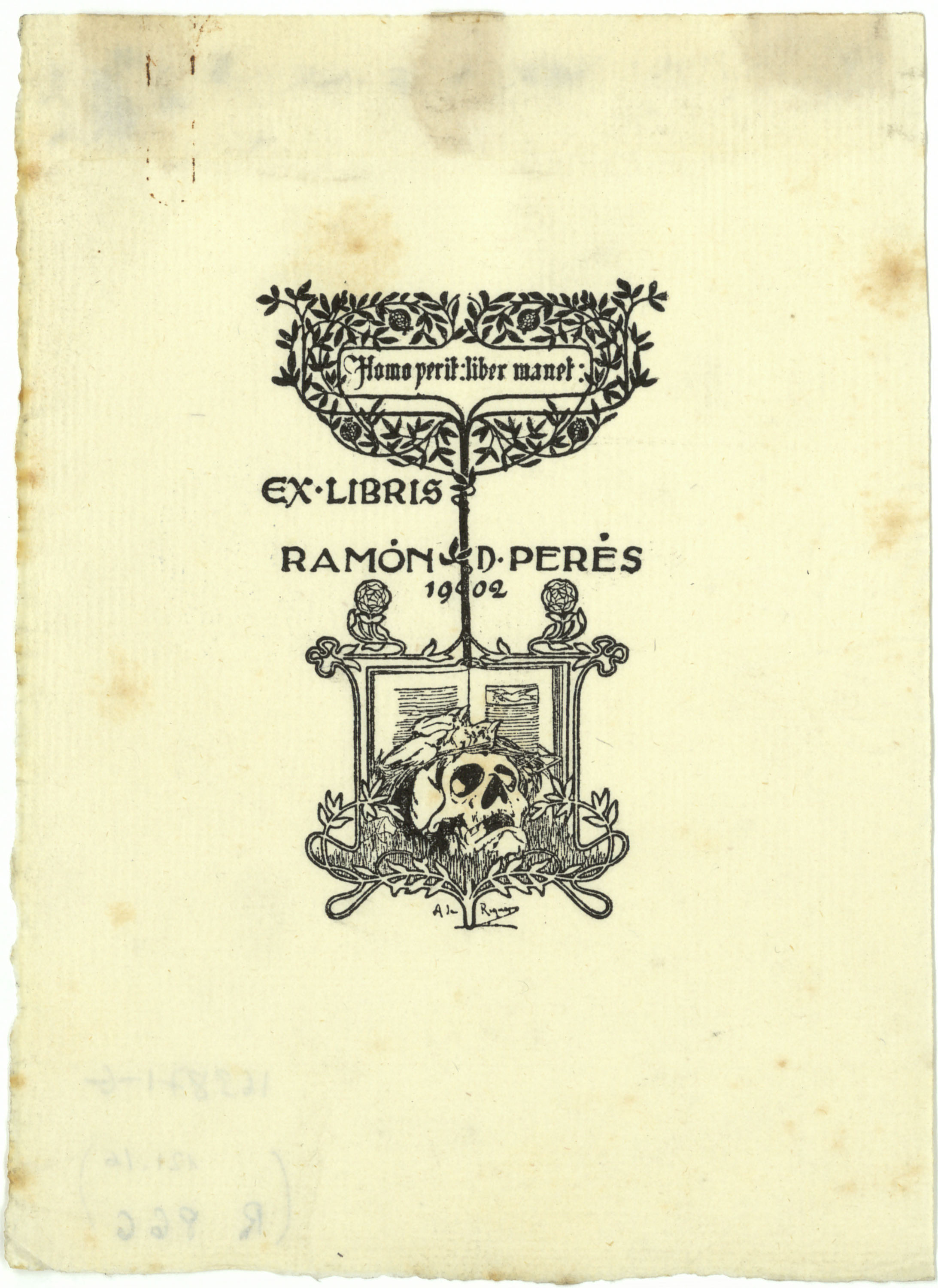 image for: Alexandre de Riquer - Ex-libris Ramón D. Perés - 1902