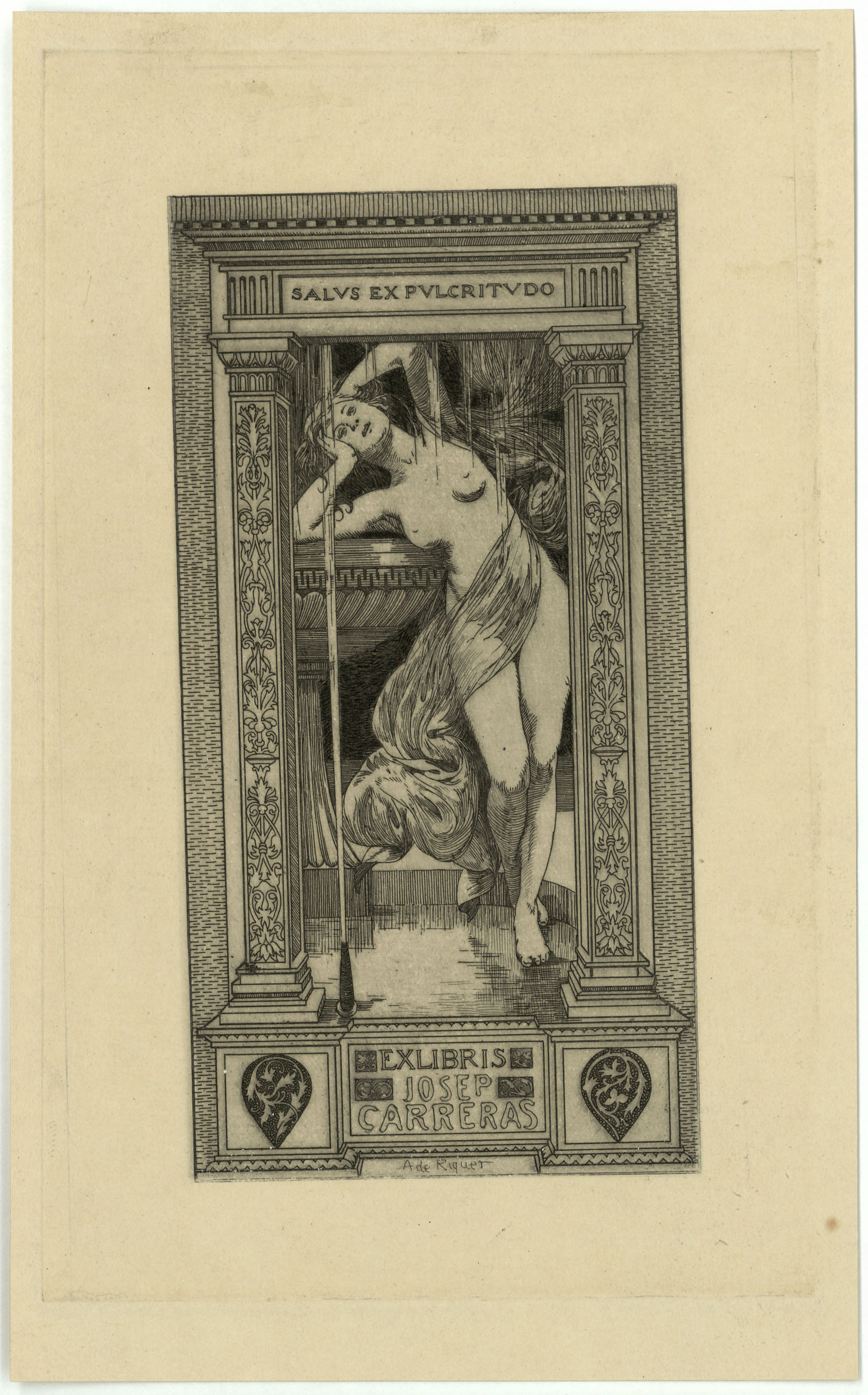 image for: Alexandre de Riquer - Ex-libris Josep Carreras - Cap a 1908