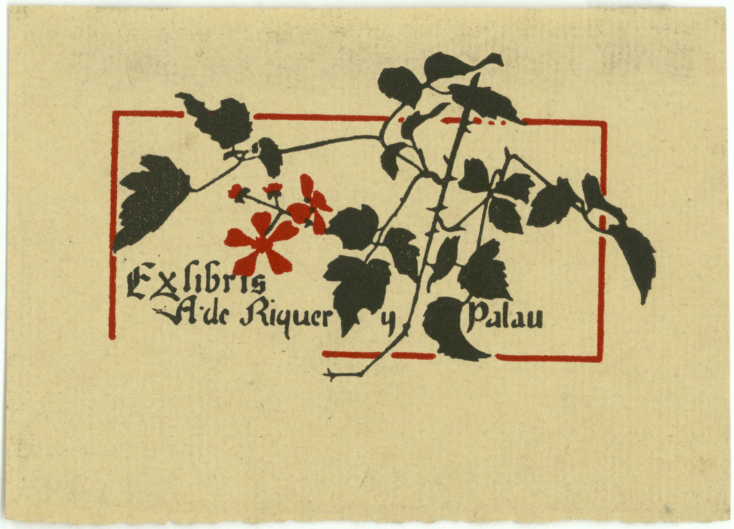 image for: Alexandre de Riquer - Ex-libris A. de Riquer y Palau - Anterior a 1904