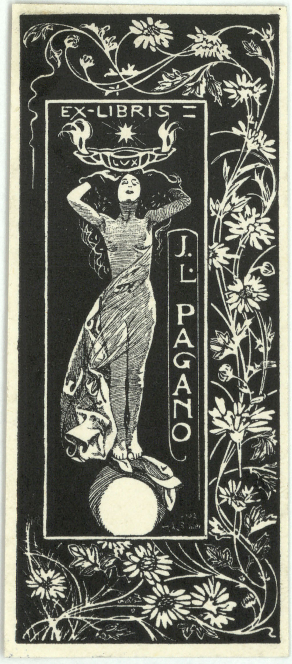 image for: Alexandre de Riquer - Ex-libris J. L. Pagano - 1902