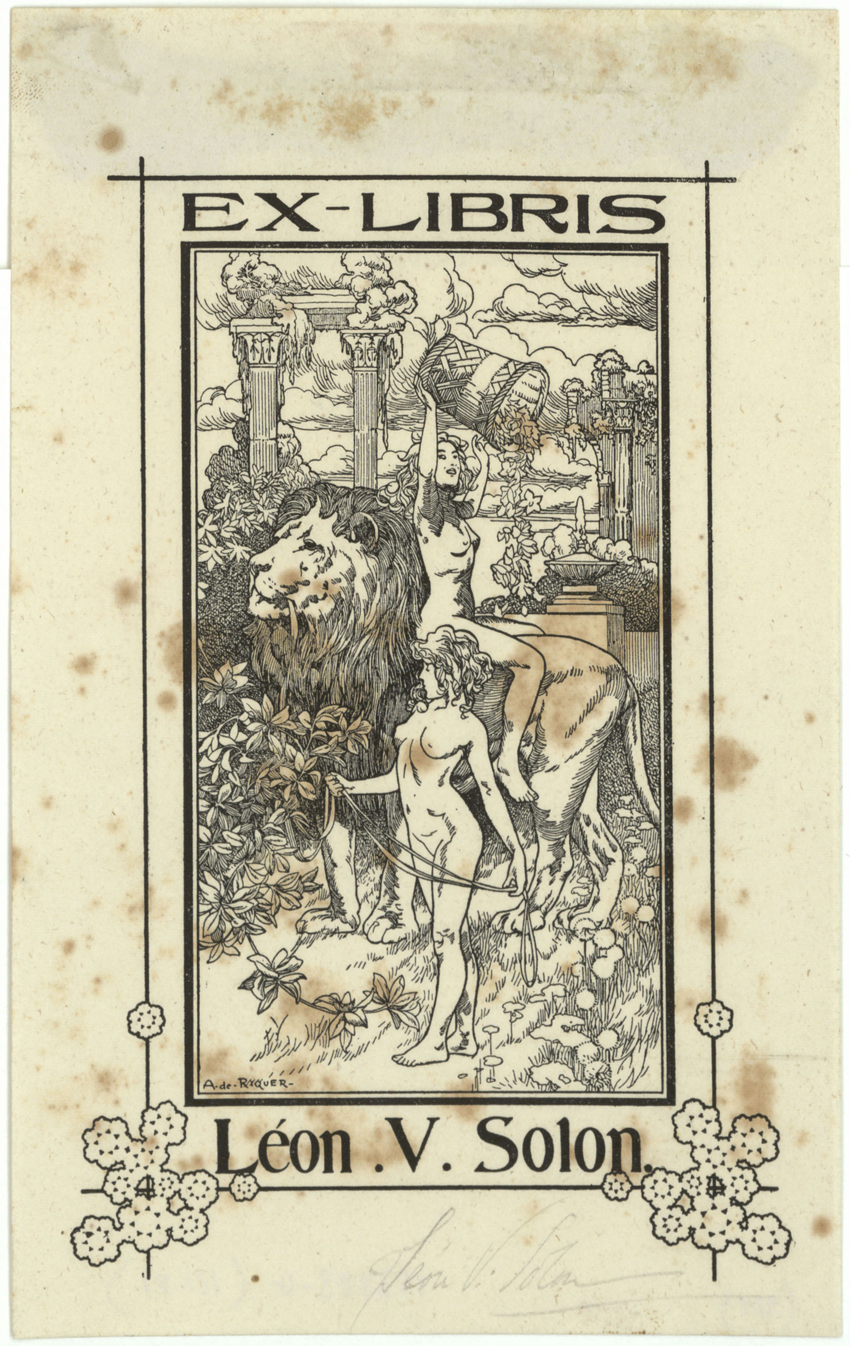 image for: Alexandre de Riquer - Ex-libris Léon V. Solon - Cap a 1907