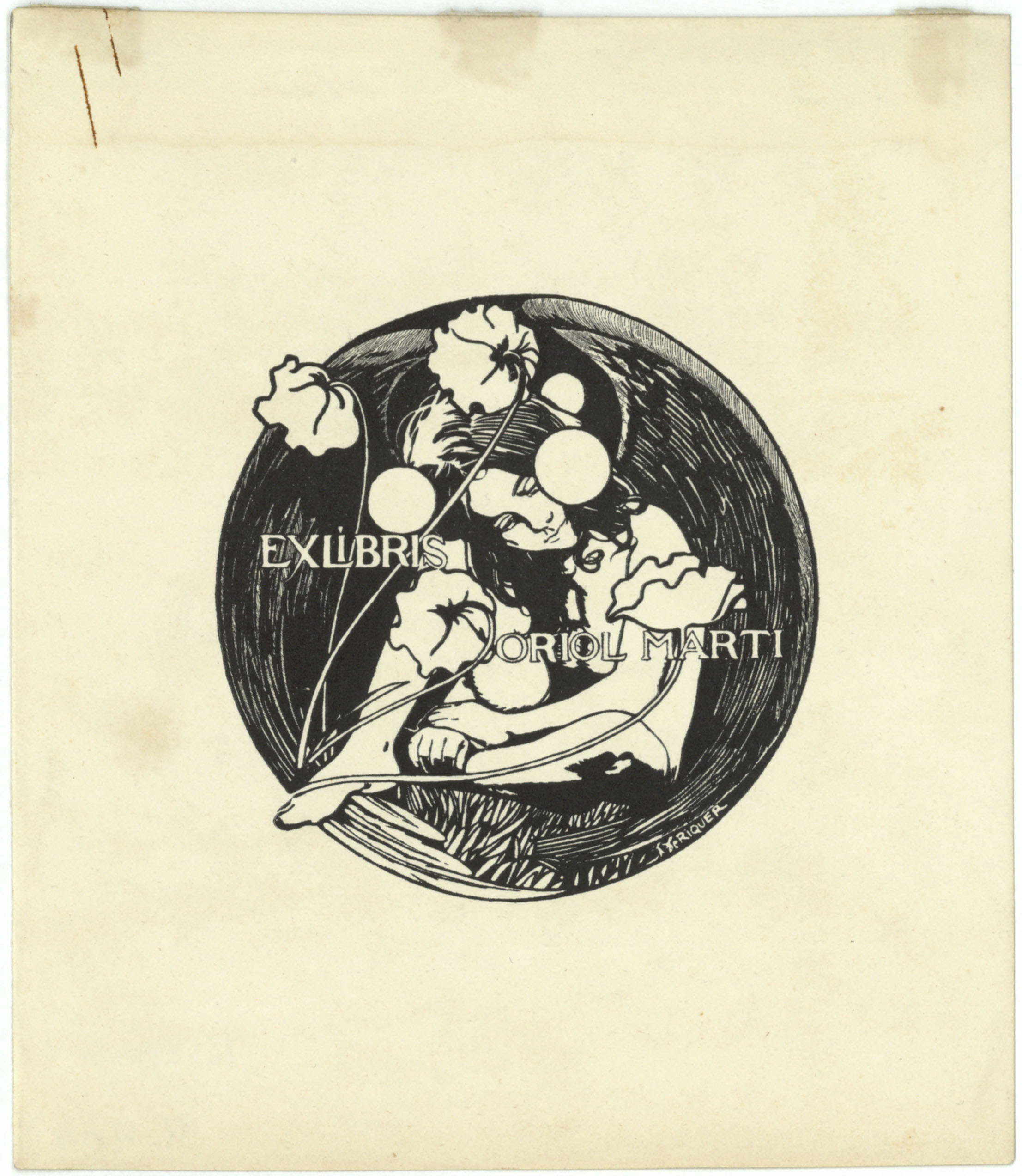image for: Alexandre de Riquer - Ex-libris Oriol Marti - Anterior a 1904