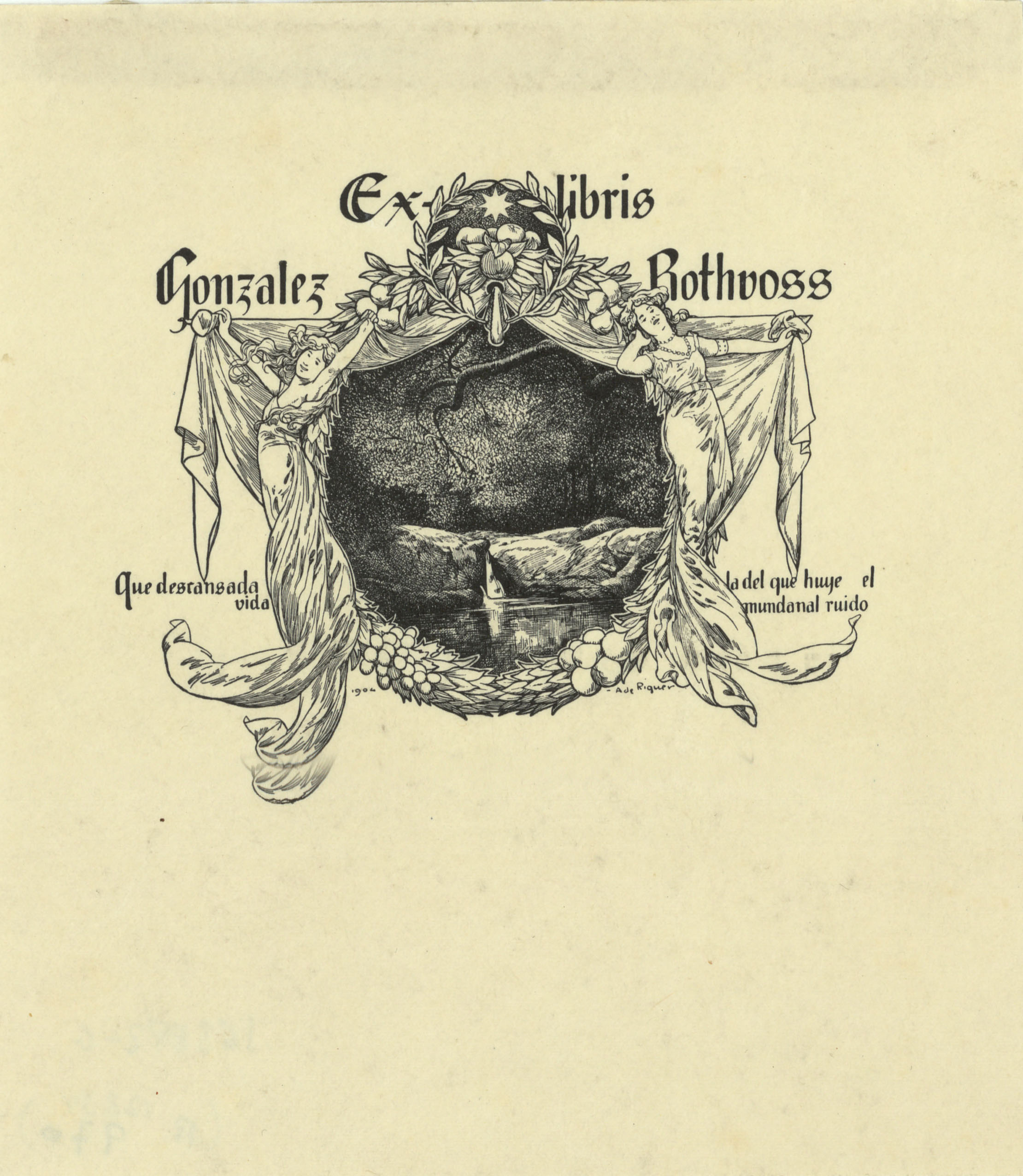 image for: Alexandre de Riquer - Ex-libris Gonzalez Rothvoss - 1904