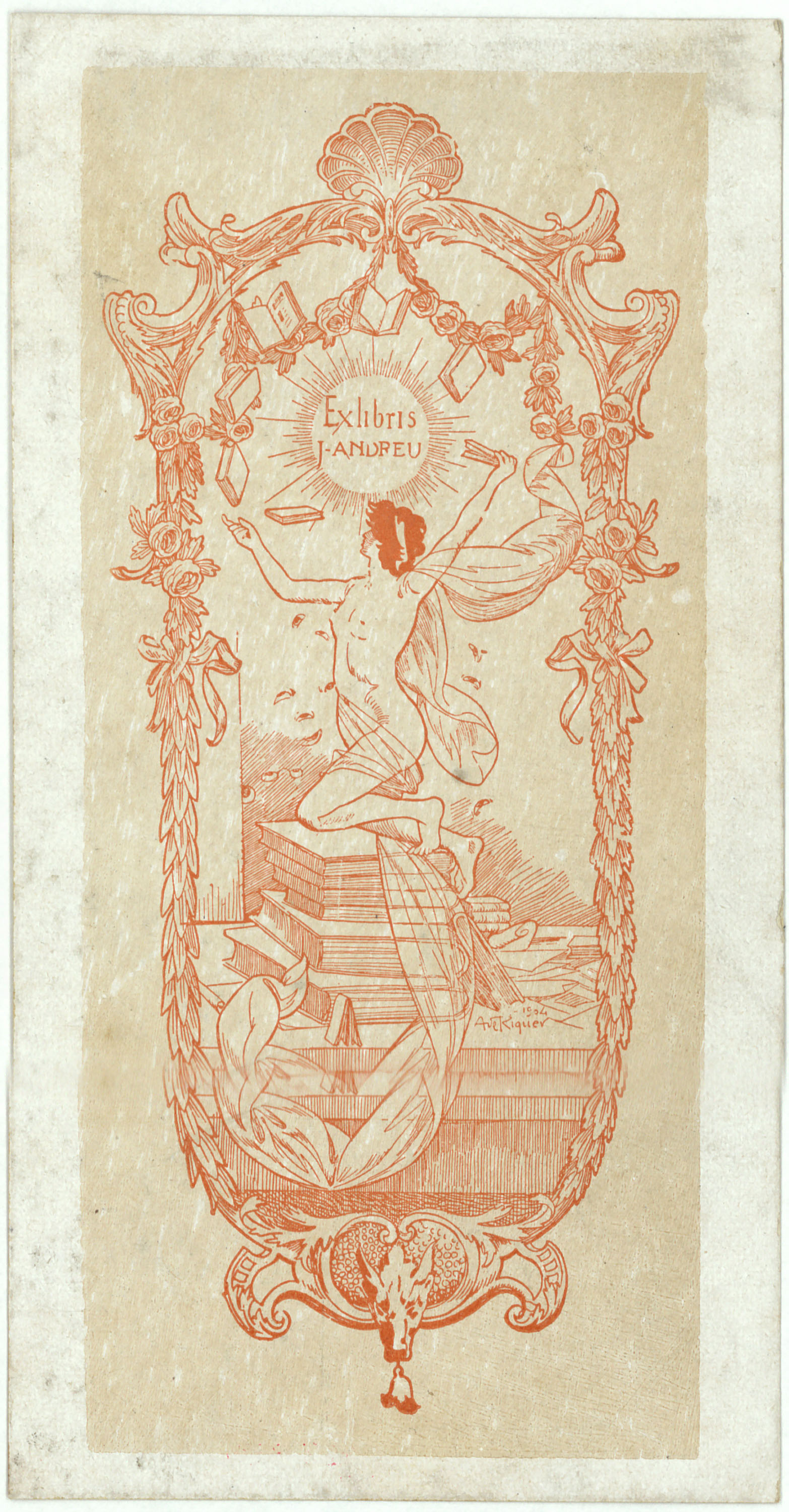 image for: Alexandre de Riquer - Ex-libris J. Andreu - 1904