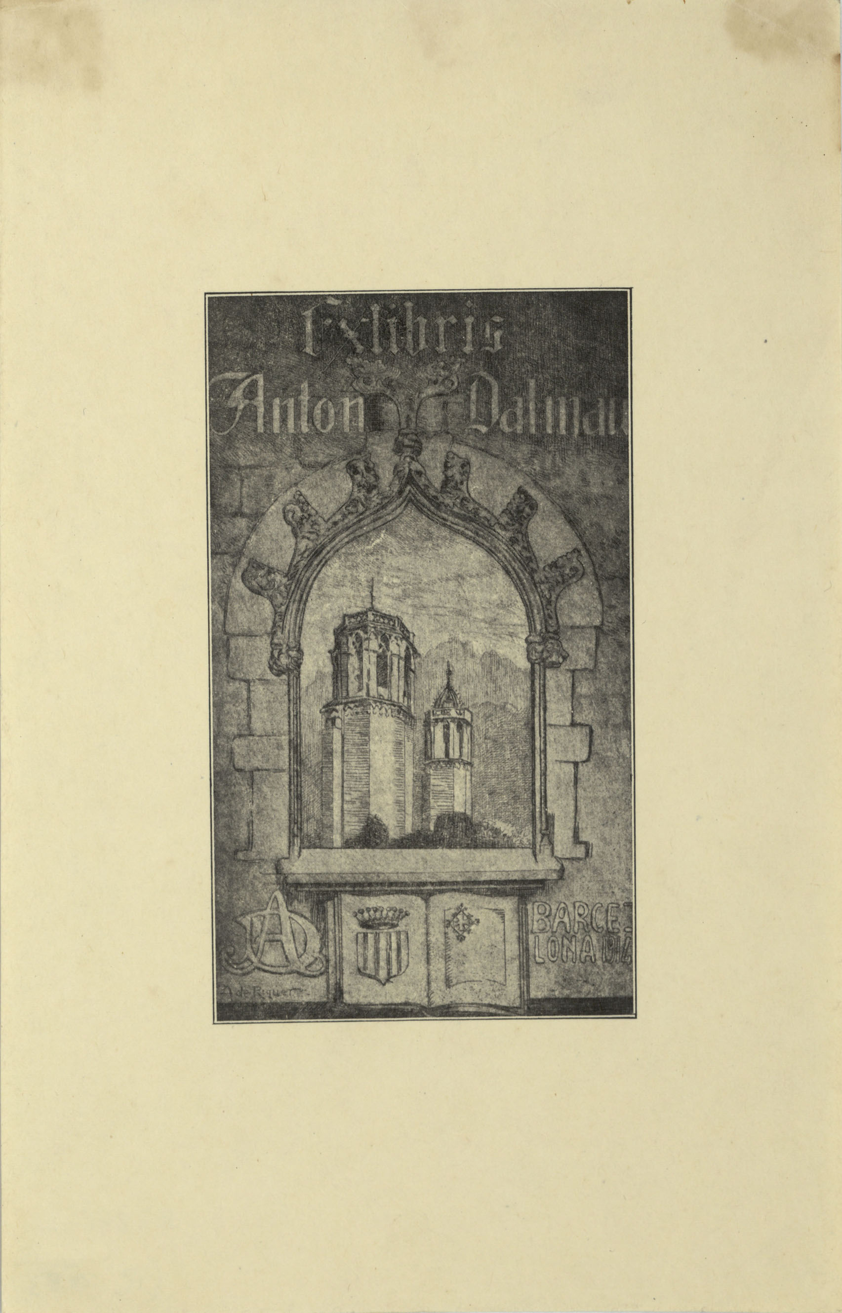 image for: Alexandre de Riquer - Ex-libris Anton Dalmau - 1914