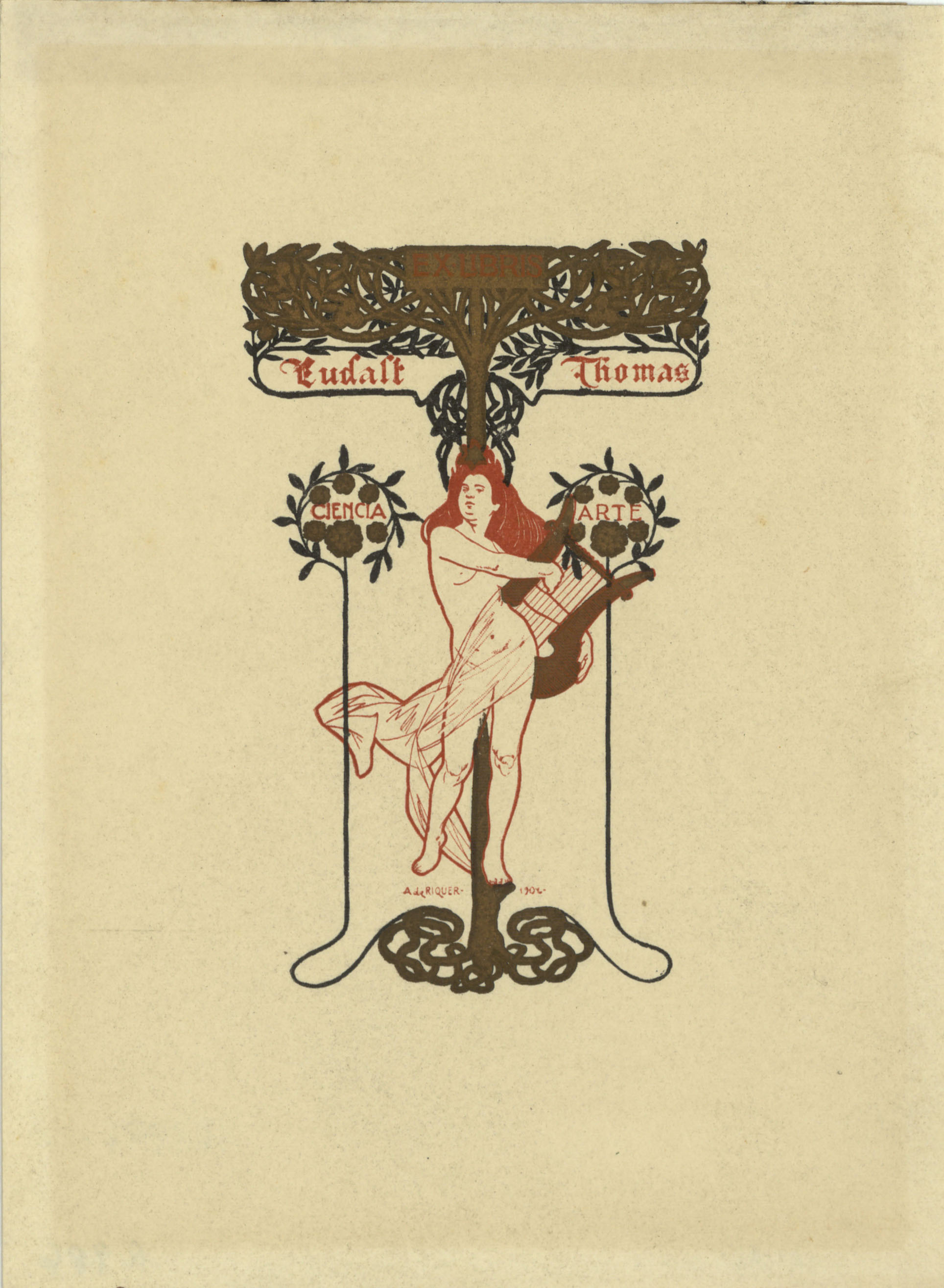 image for: Alexandre de Riquer - Ex-libris Eudalt Thomas - 1902