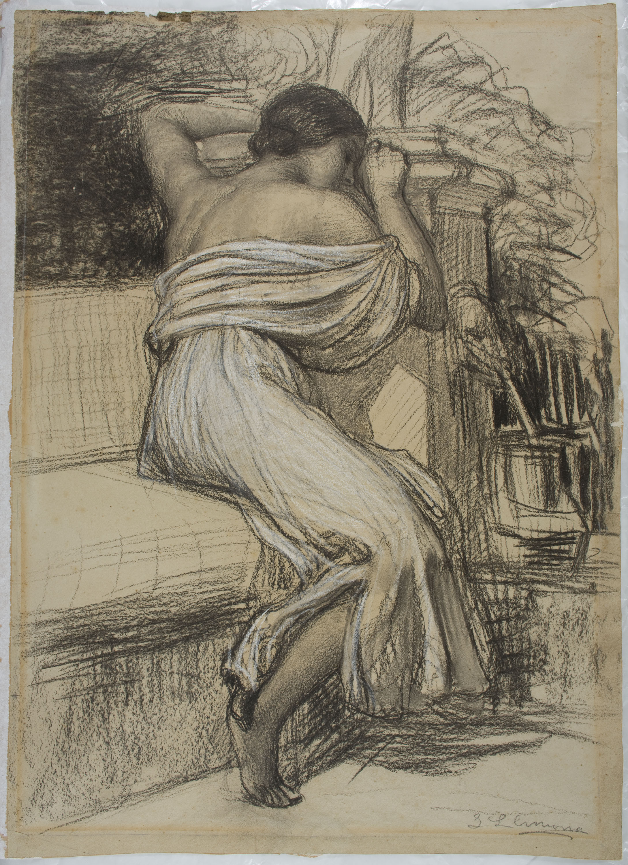 Joan Llimona - Estudi per al quadre «Conversió» - Cap a 1919 image for: Joan Llimona - Estudi per al quadre «Conversió» - Cap a 1919