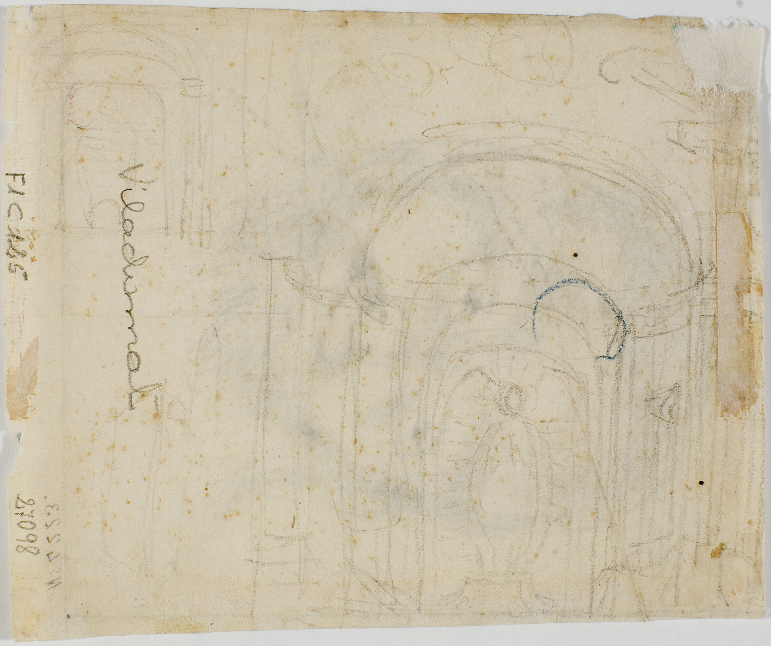 image for: Antoni Viladomat - Cap masculí (anvers) / Croquis de retaule (revers) - Cap a 1720-1740 [1]