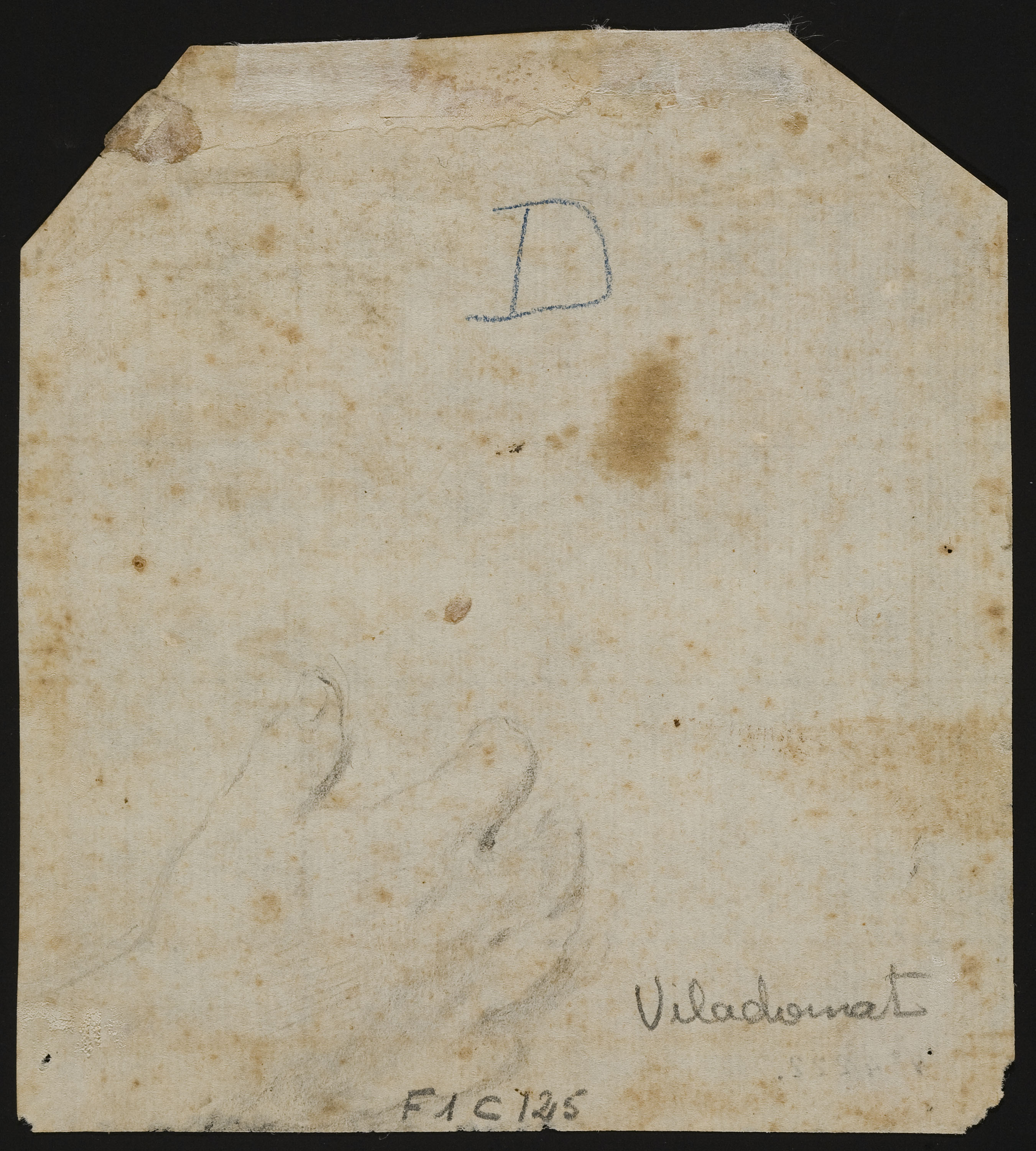 image for: Antoni Viladomat - Cap de frare (sant Bru?) (anvers) / Estudi de mà (revers) - Cap a 1730 [1]