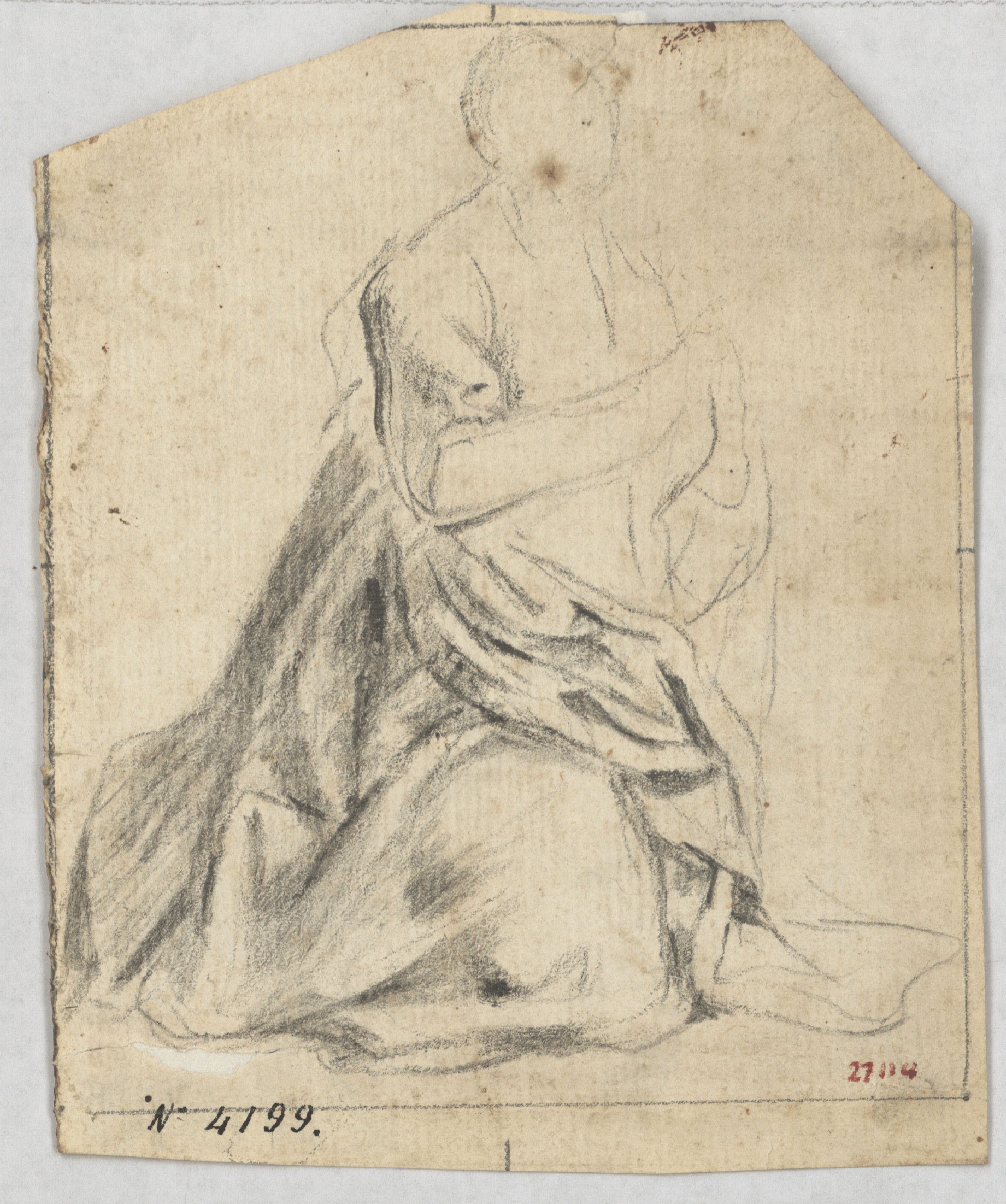 image for: Antoni Viladomat - Estudi de figura - Cap a 1720-1740