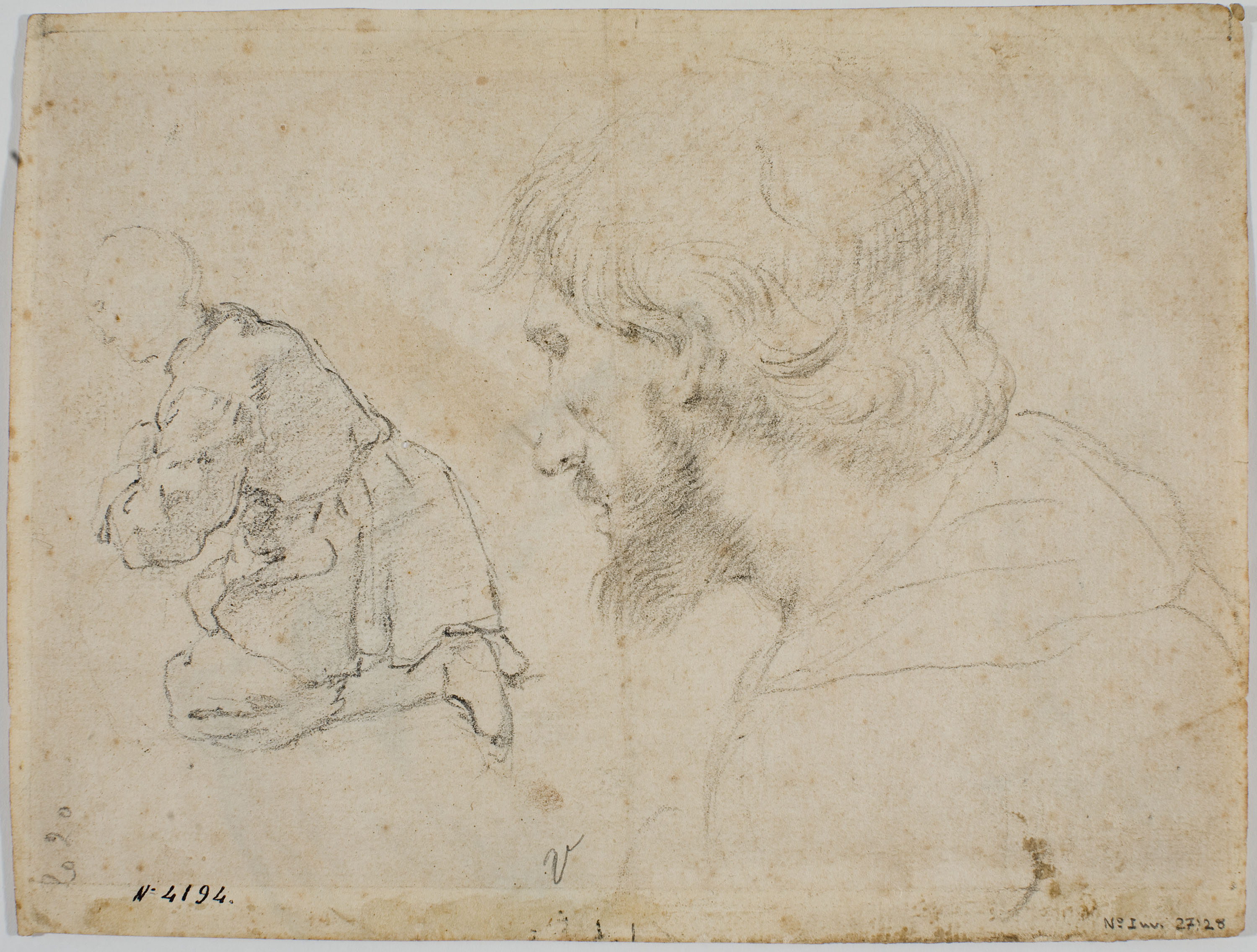 image for: Antoni Viladomat - Estudi de figures (anvers) / Esbós de figures (revers) - Cap a 1720-1740