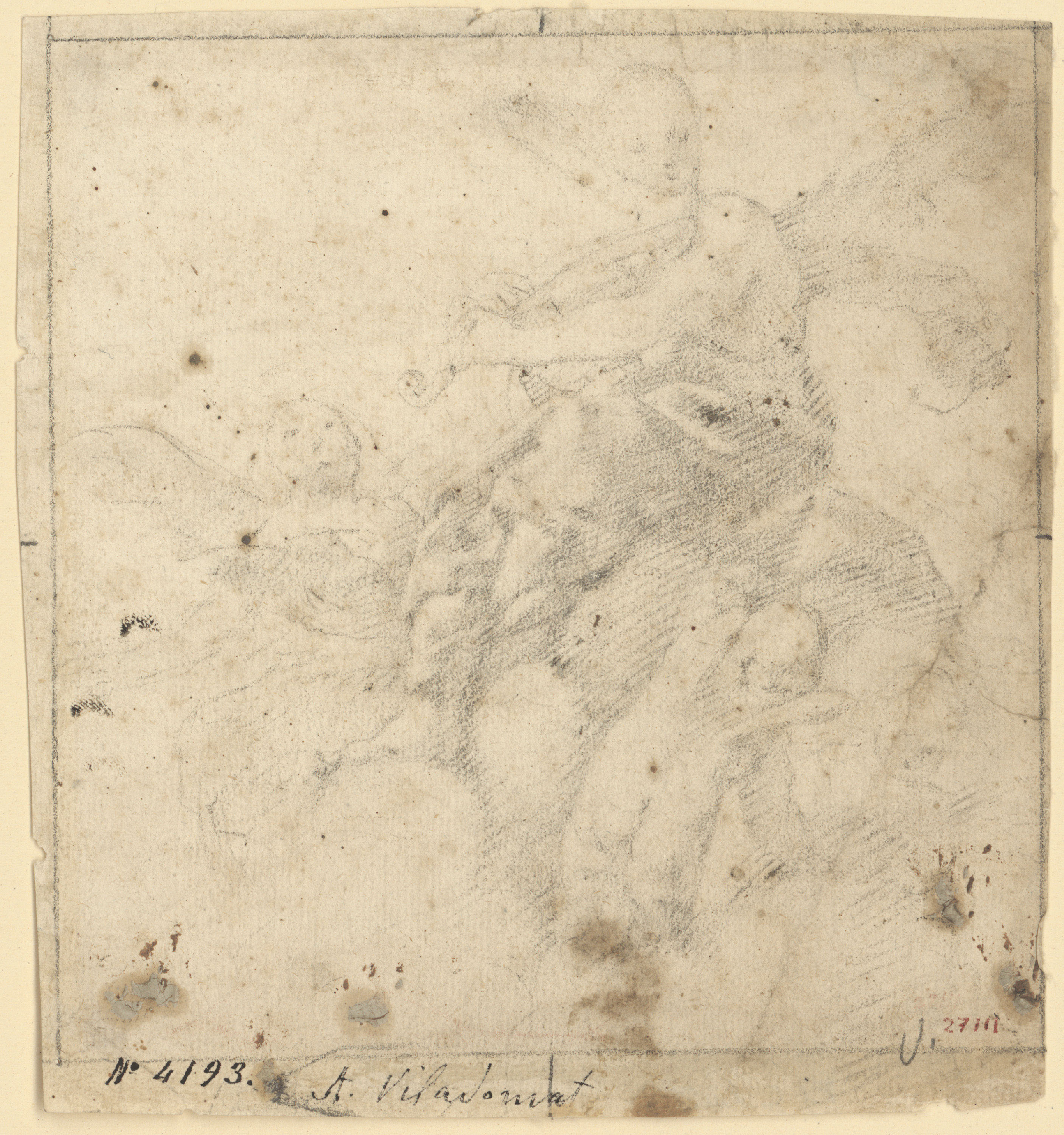 Antoni Viladomat - Estudi d'àngels músics - Cap a 1720-1740 image for: Antoni Viladomat - Estudi d'àngels músics - Cap a 1720-1740