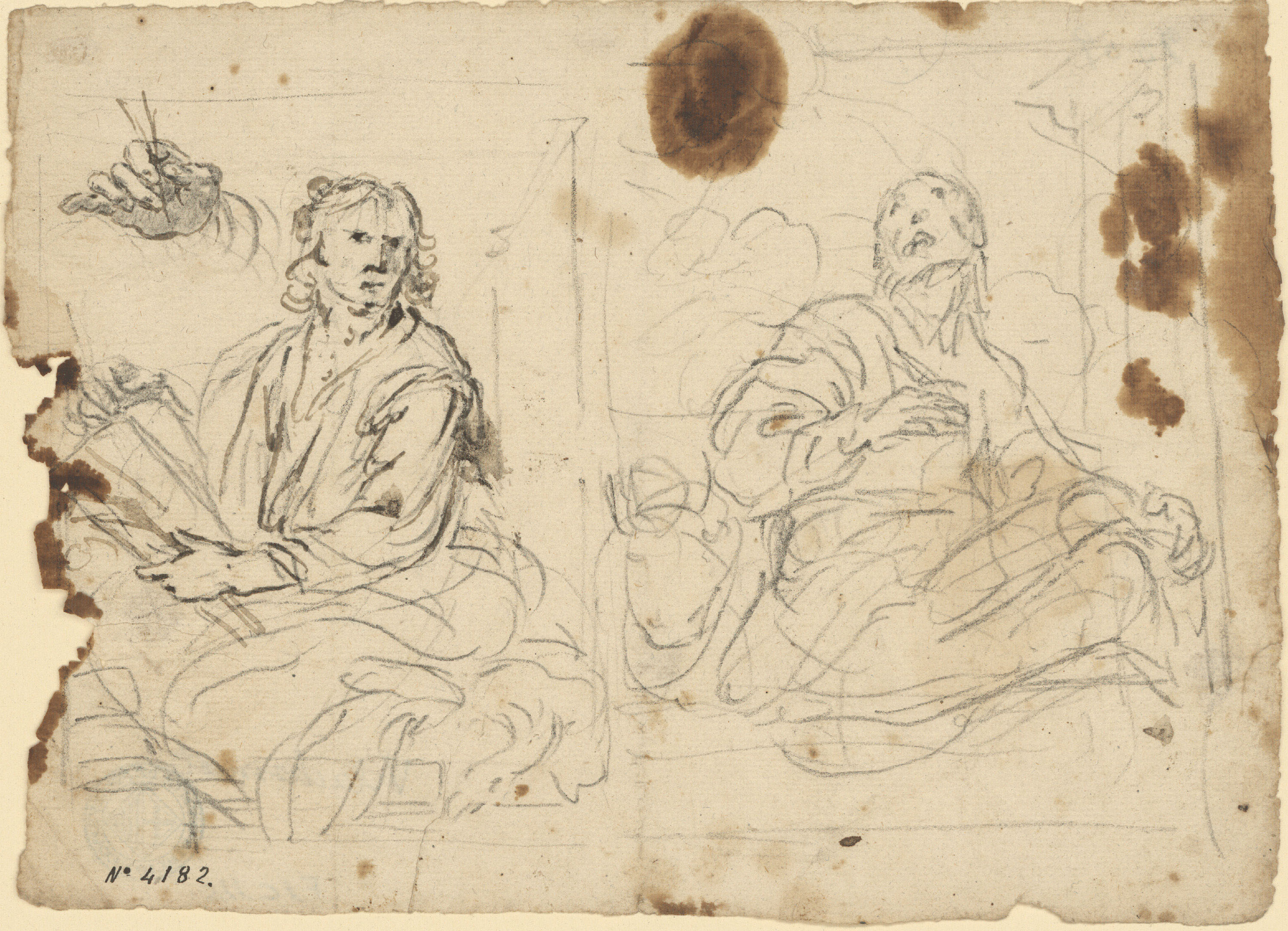 Antoni Viladomat - Estudi de figures - Cap a 1720-1740 image for: Antoni Viladomat - Estudi de figures - Cap a 1720-1740