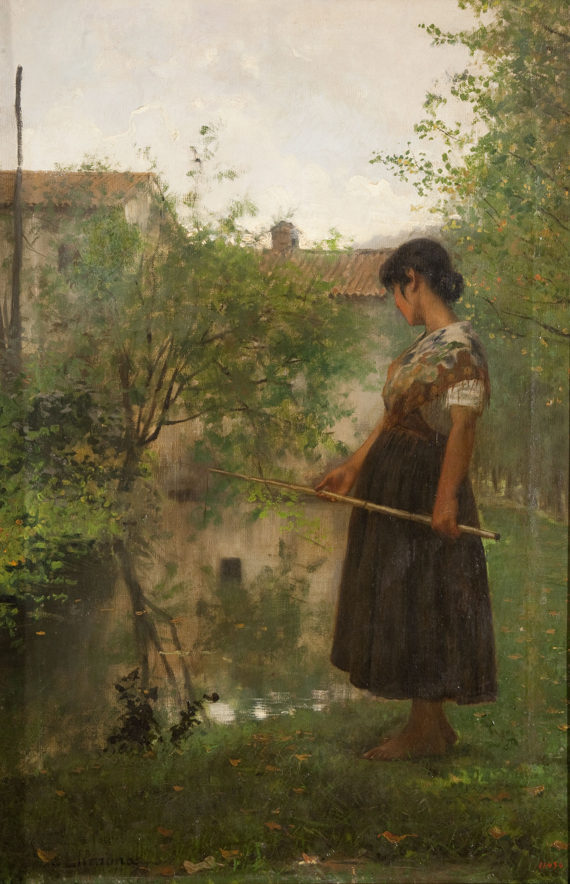 image for: Joan Llimona - Noia pescant - Cap a 1890