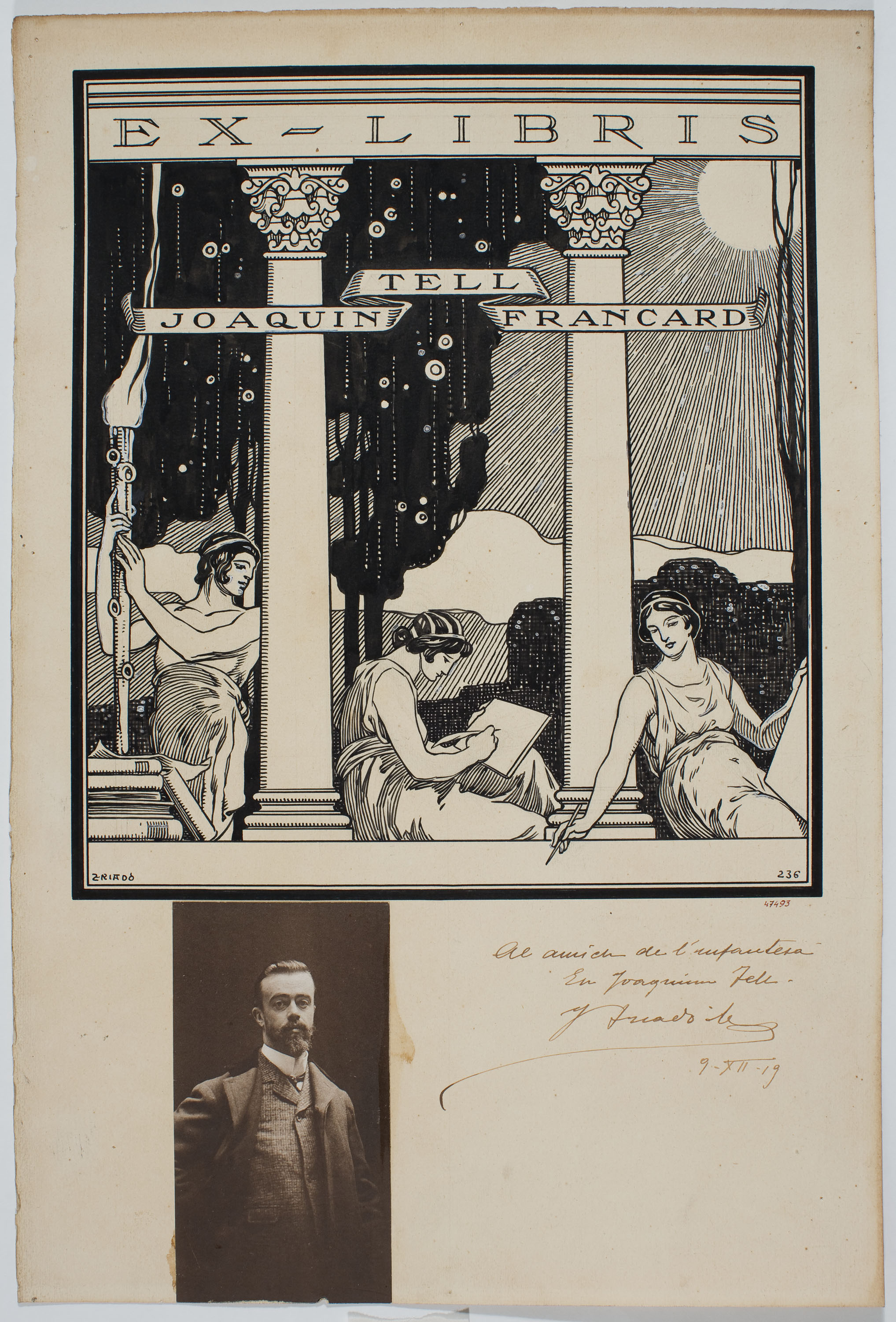 image for: Josep Triadó - Ex-libris Joaquín Tell Francard - Cap a 1919