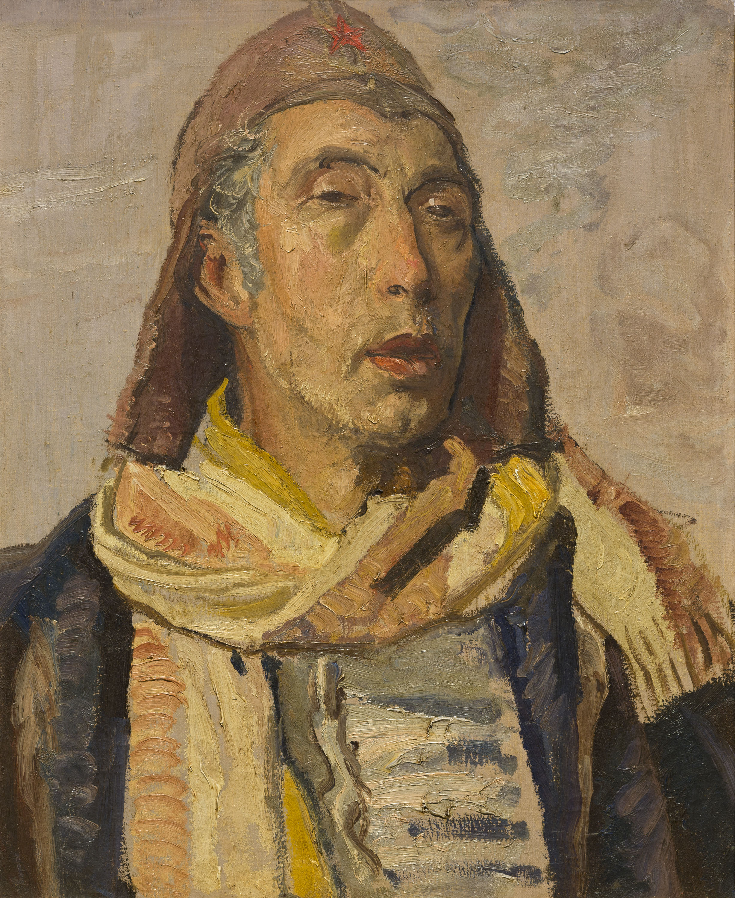 image for: Pere Daura - Autoretrat vestit de soldat de l'Exèrcit Popular - Cap a 1938