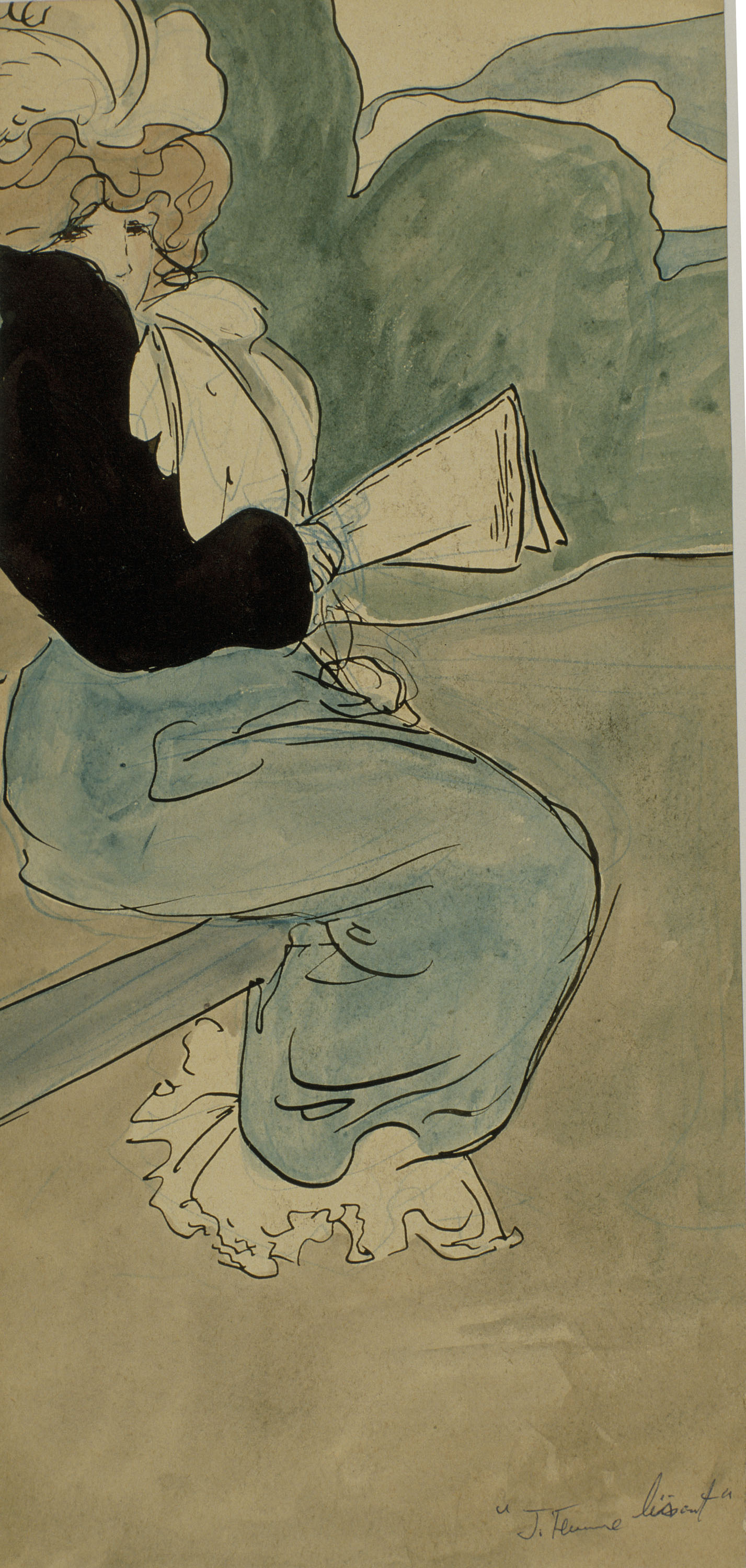 Joan González Pellicer - J. femme lisant (Noia llegint) (anvers) / Parella de noies passejant (revers) - Cap a 1900-1902 image for: Joan González Pellicer - J. femme lisant (Noia llegint) (anvers) / Parella de noies passejant (revers) - Cap a 1900-1902