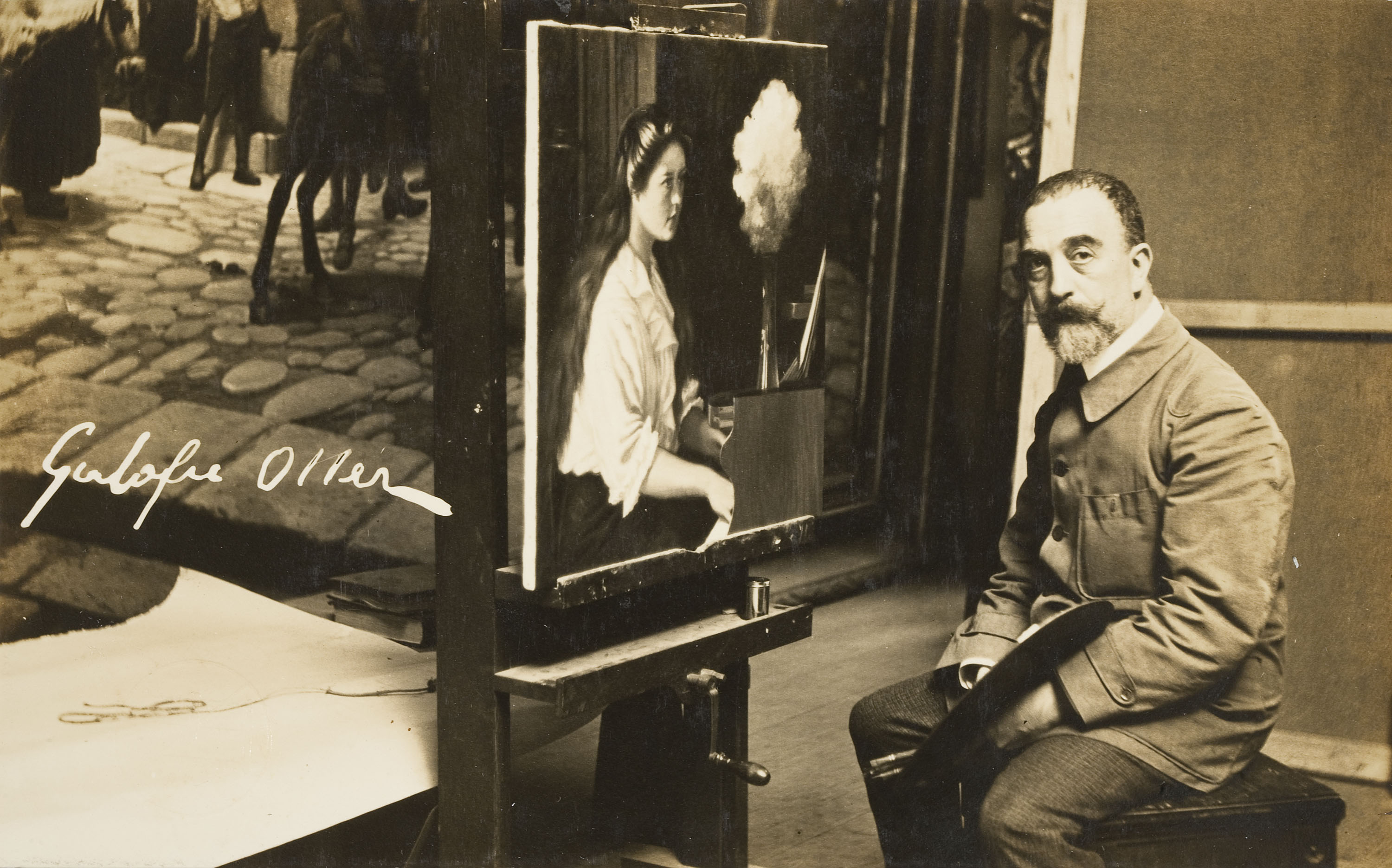 image for: Francesc Serra Dimas - Retrat del pintor Francesc Galofre Oller al seu taller - 1904