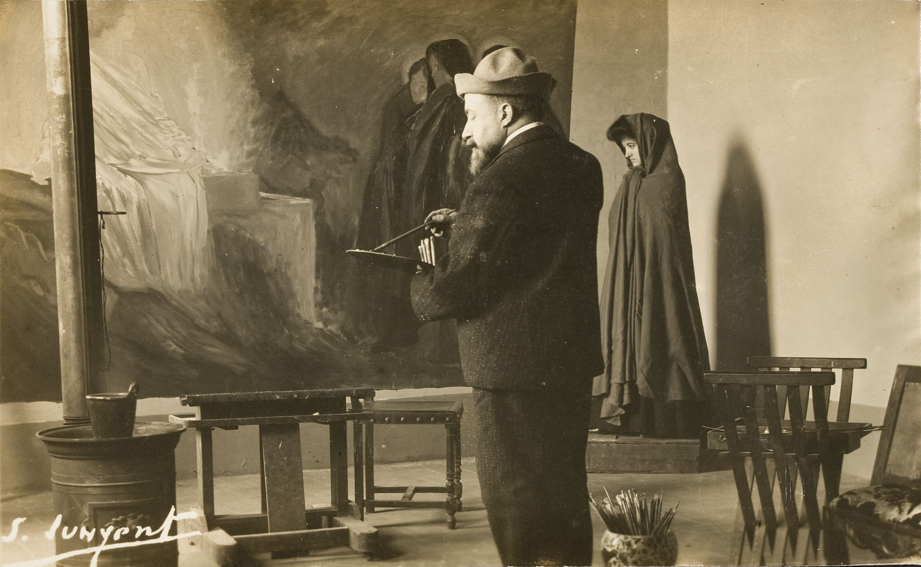 image for: Francesc Serra Dimas - Retrat del pintor i crític d'art Sebastià Junyent al seu taller - 1904