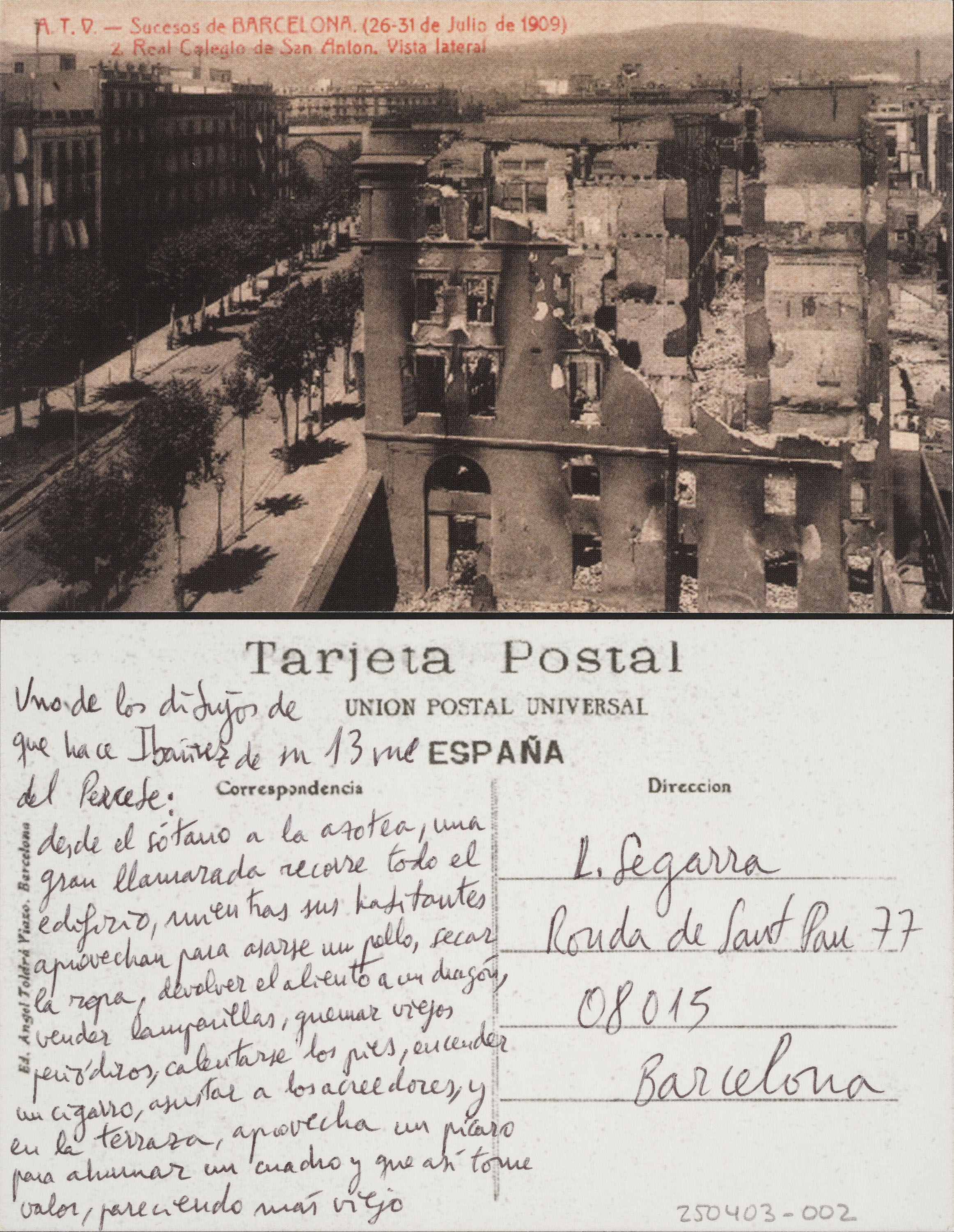 image for: Àngel Toldrà - Sucesos de Barcelona (100 postals sobre els incendis de la Setmana Tràgica) - Barcelona, 1909 [1]