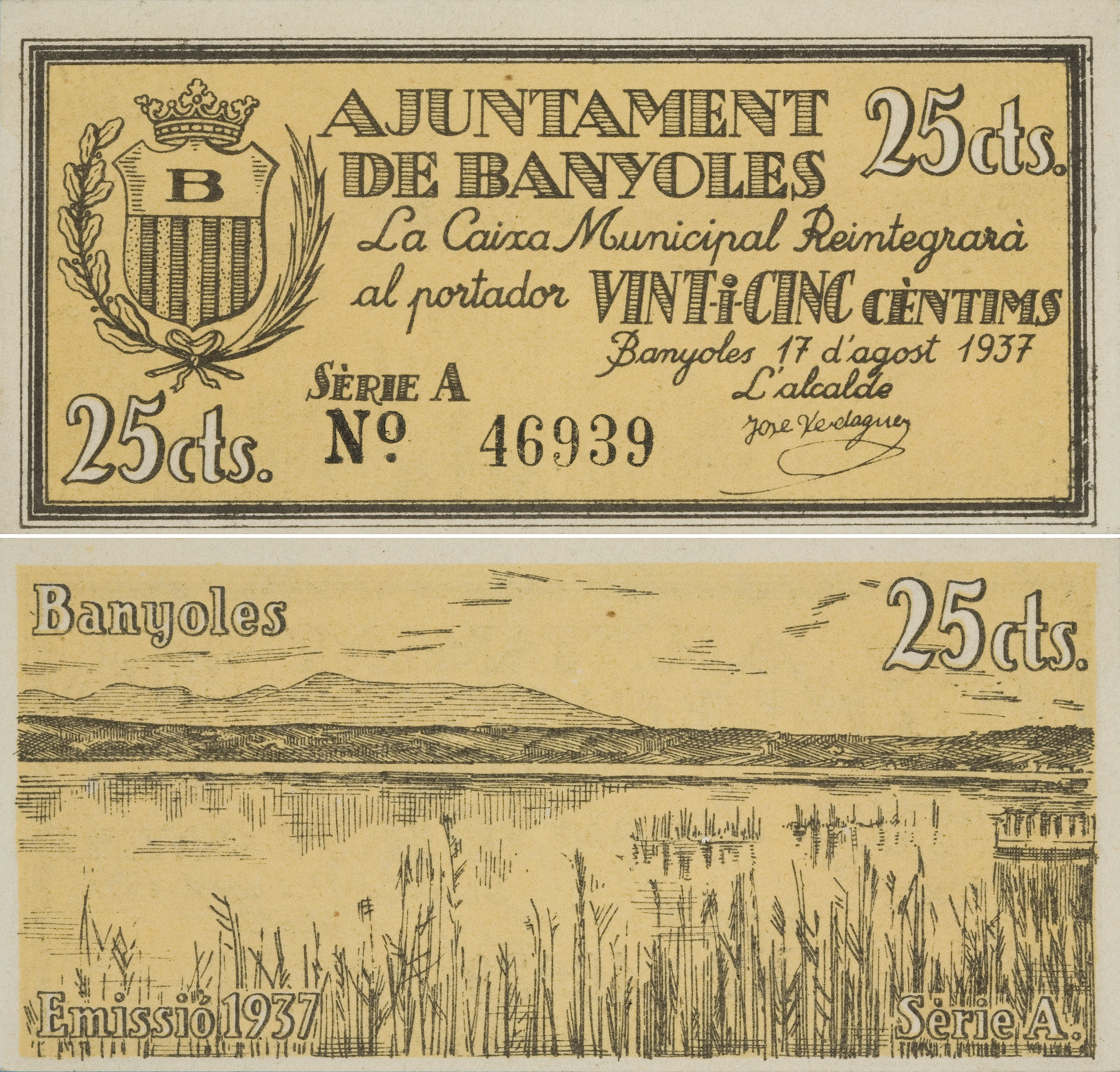 image for: Ajuntament de Banyoles - 25 cèntims - 17.08.1937