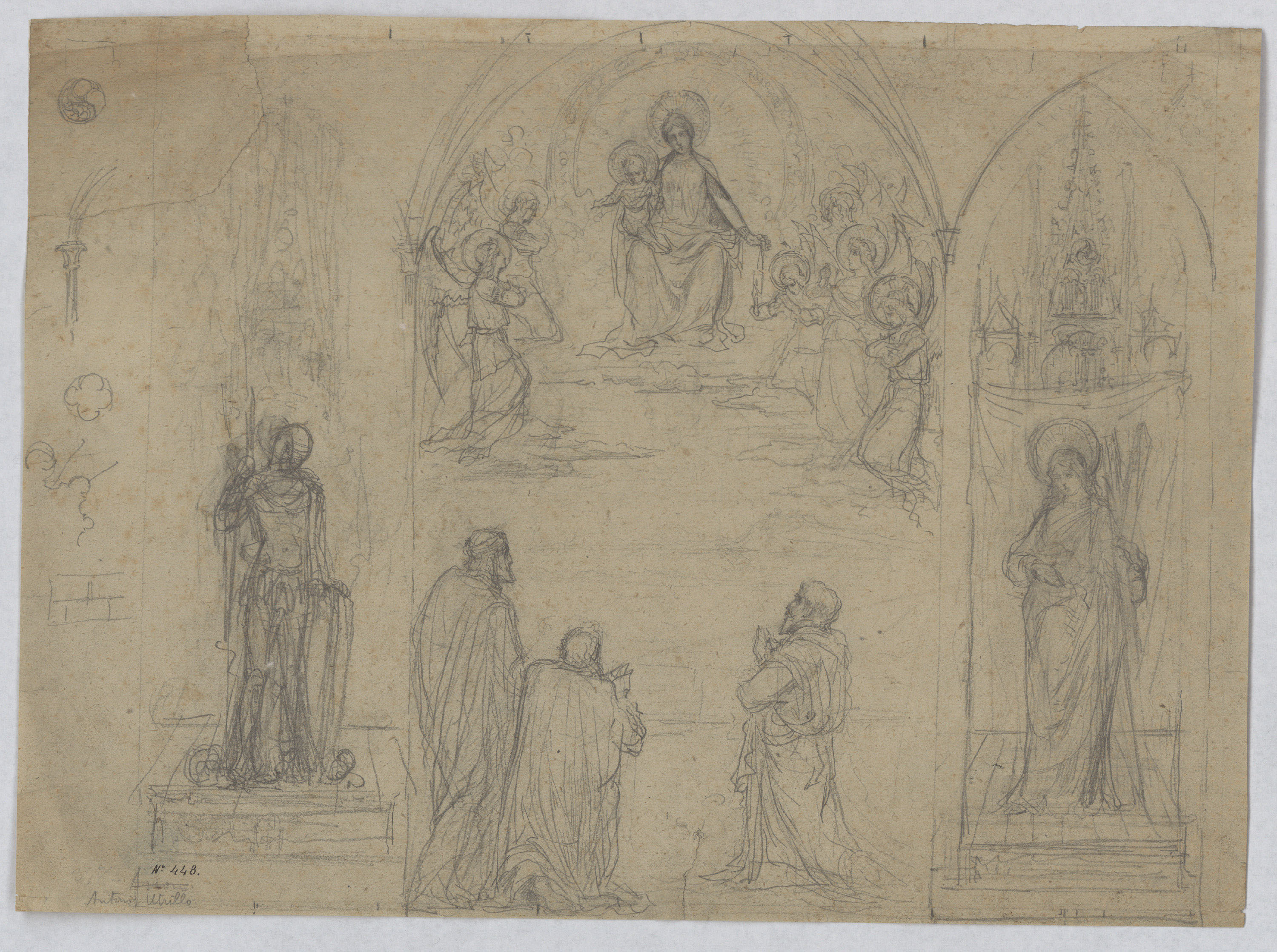 image for: Antoni Utrillo - Estudi amb la Mare de Déu de la Mercè i l'advocació mercedària, santa Eulàlia i sant Jordi - Cap a 1900-1906