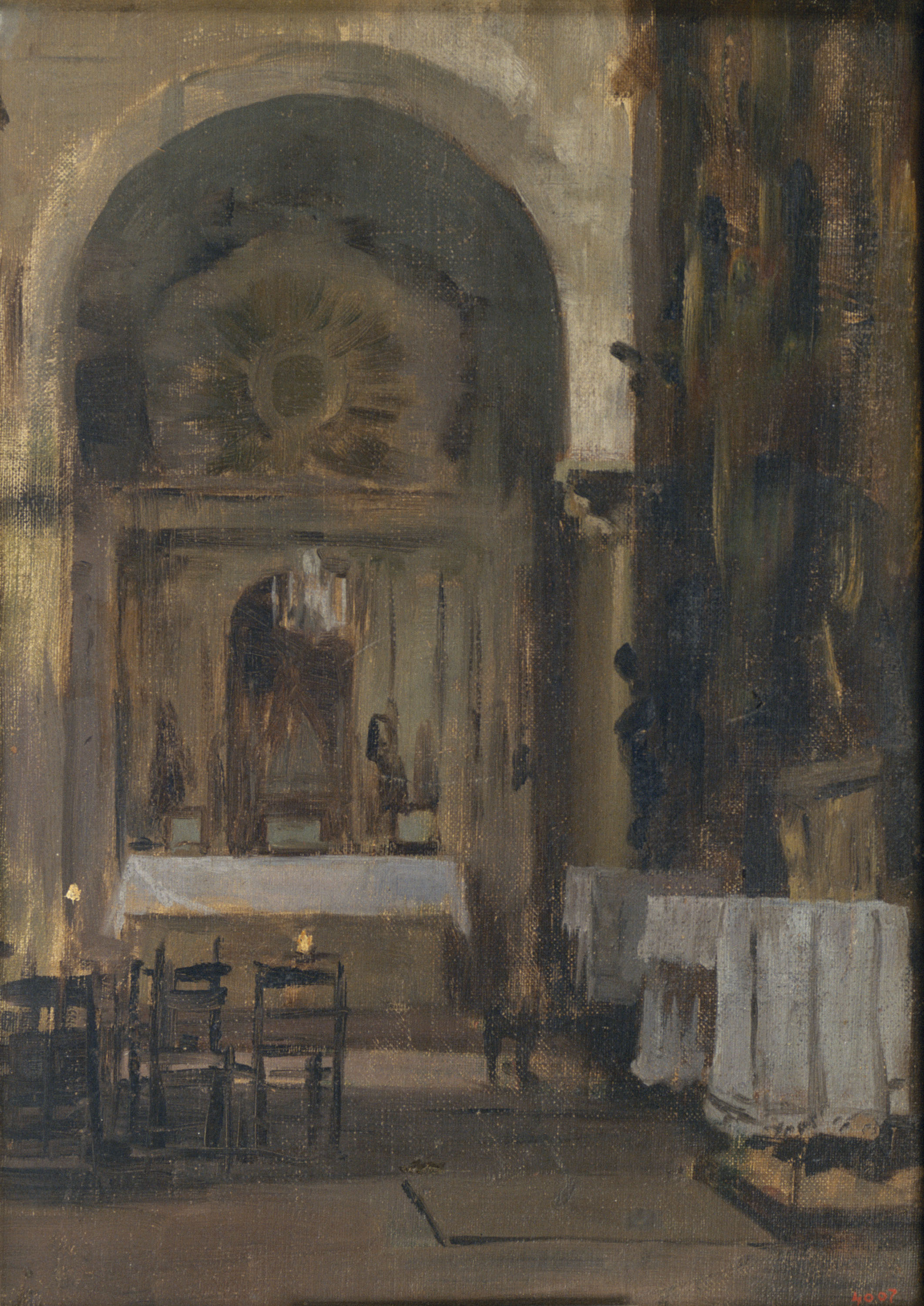 image for: Joan Llimona - Interior d'església rural - Cap a 1900