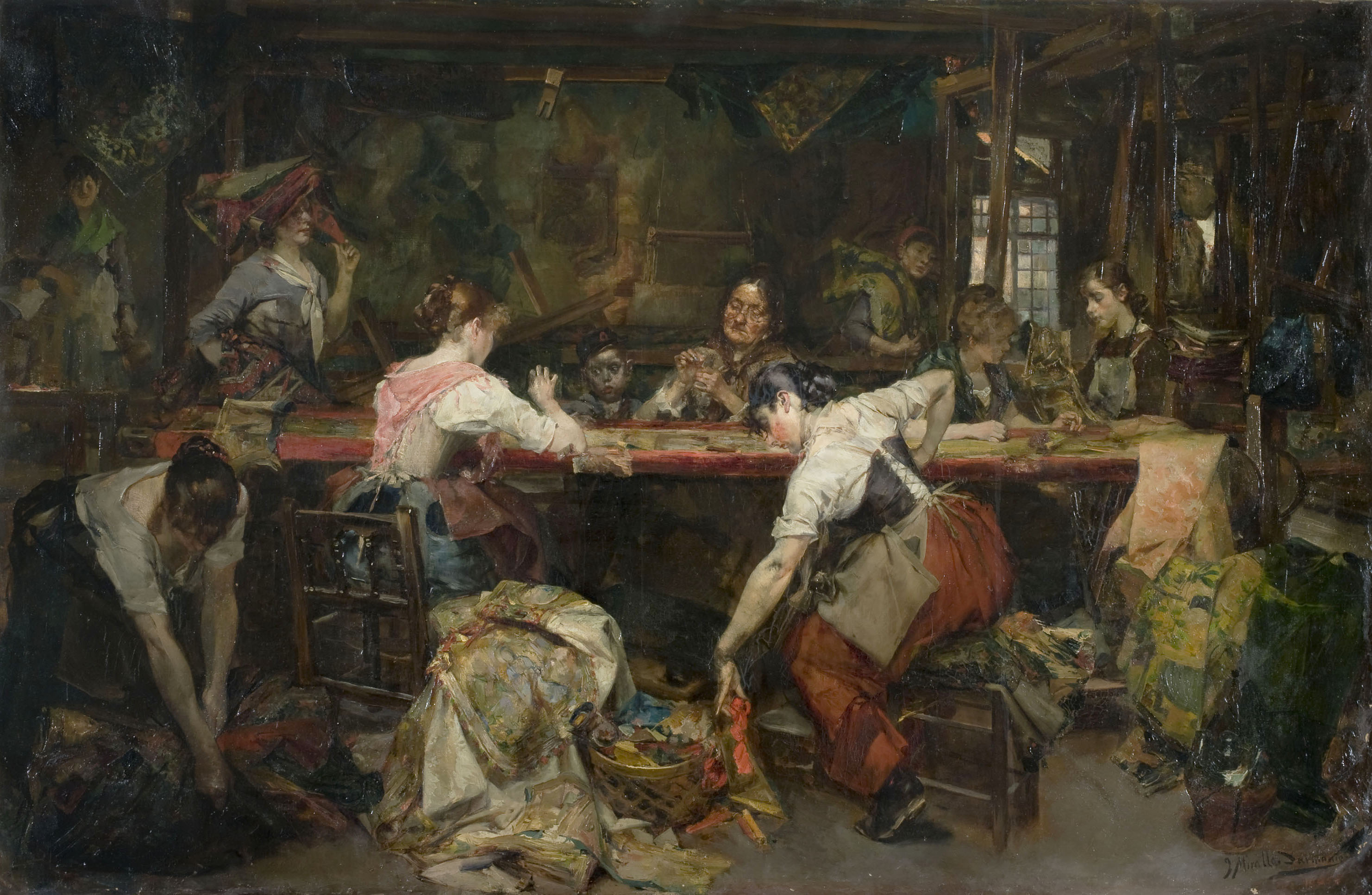 Josep Miralles - Taller de tapissos - Cap a 1891 image for: Josep Miralles - Taller de tapissos - Cap a 1891