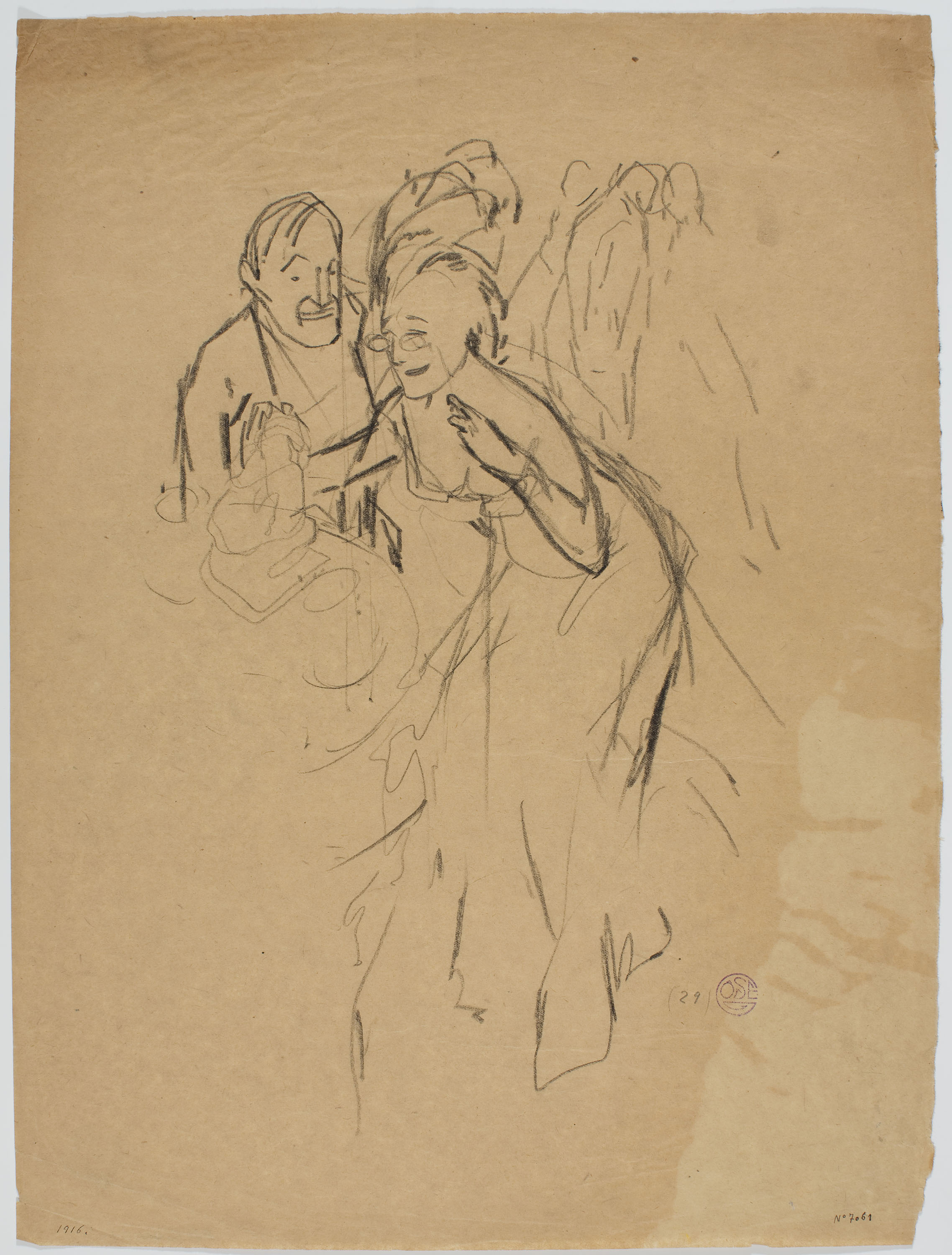 Francesc Xavier Gosé - Parella mirant una figura - Cap a 1906-1910 image for: Francesc Xavier Gosé - Parella mirant una figura - Cap a 1906-1910