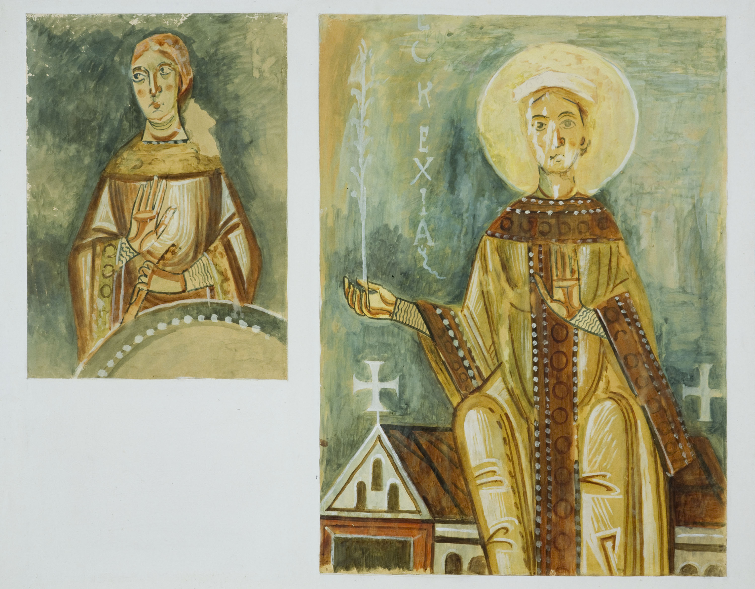 image for: Rafael Martínez Padilla - Reproducció de les pintures de Sant Quirze de Pedret. Una verge fàtua i l'Església - 1907