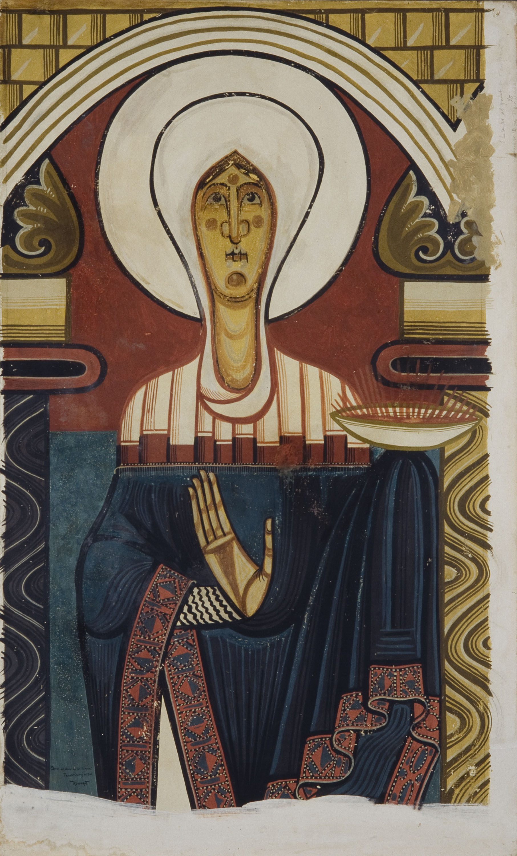 image for: Joan Vallhonrat - Reproducció de les pintures de l'absis de Sant Climent de Taüll. Mare de Déu - 1908